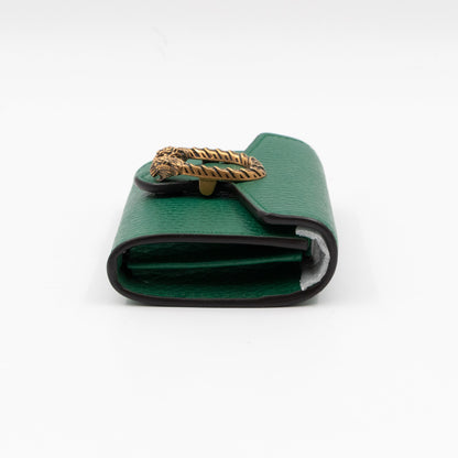 Dionysus Chain Coin Purse Green Leather