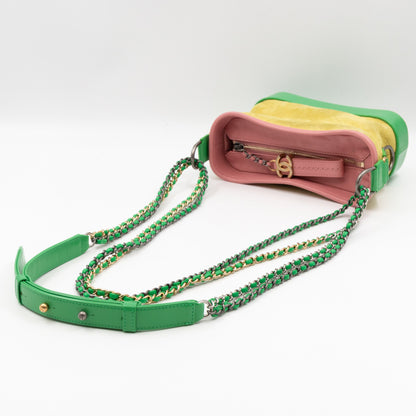 Gabrielle Hobo Small Yellow Suede Green Pink Leather