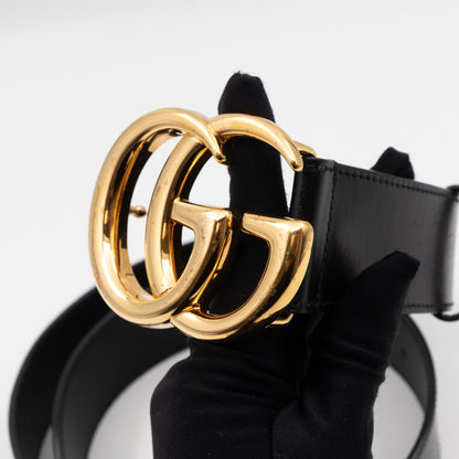 GG Marmont Wide Black Leather Belt 75 cm