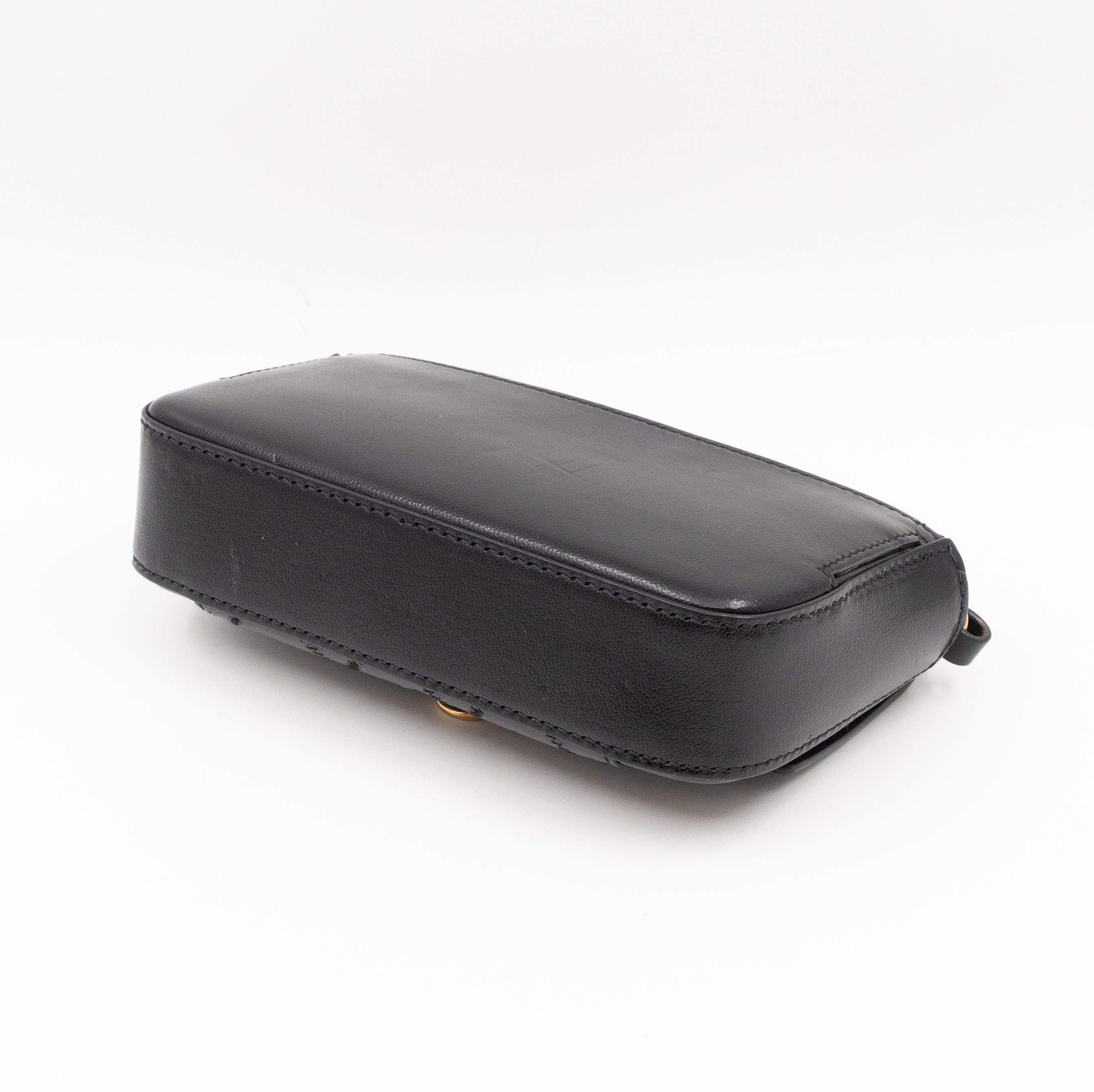 Mini Quilted Pocket Bag Black Leather