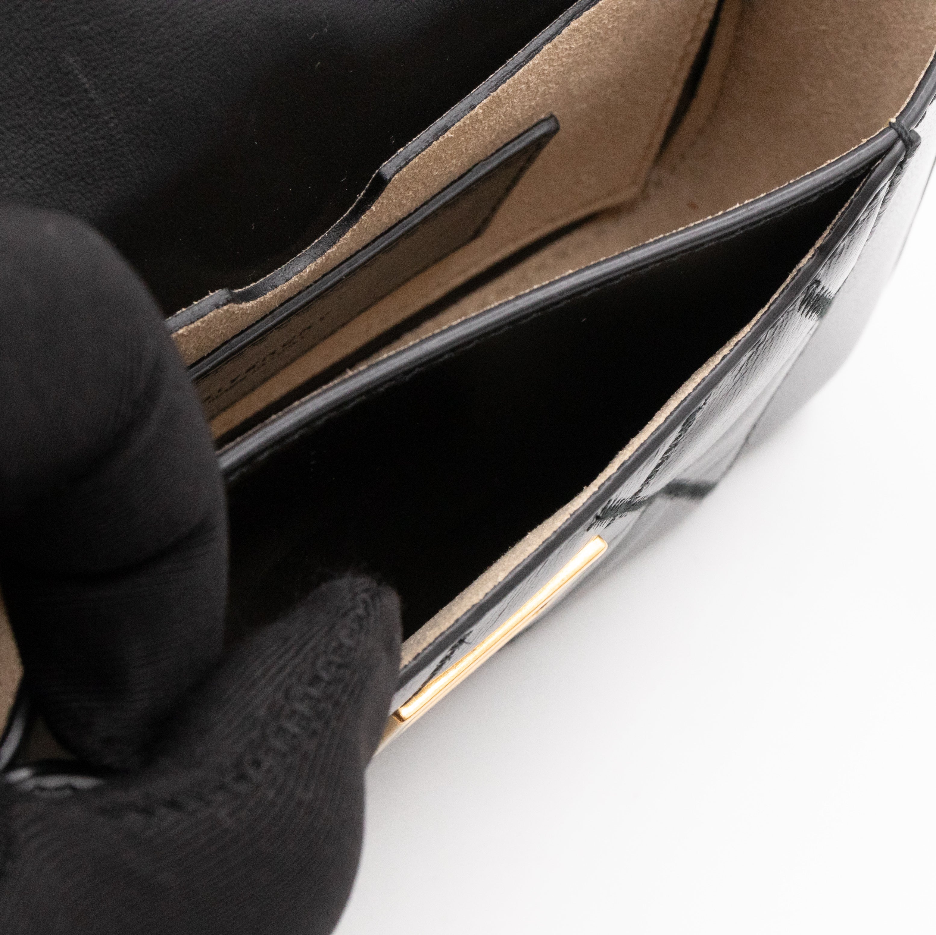 Mini Quilted Pocket Bag Black Leather