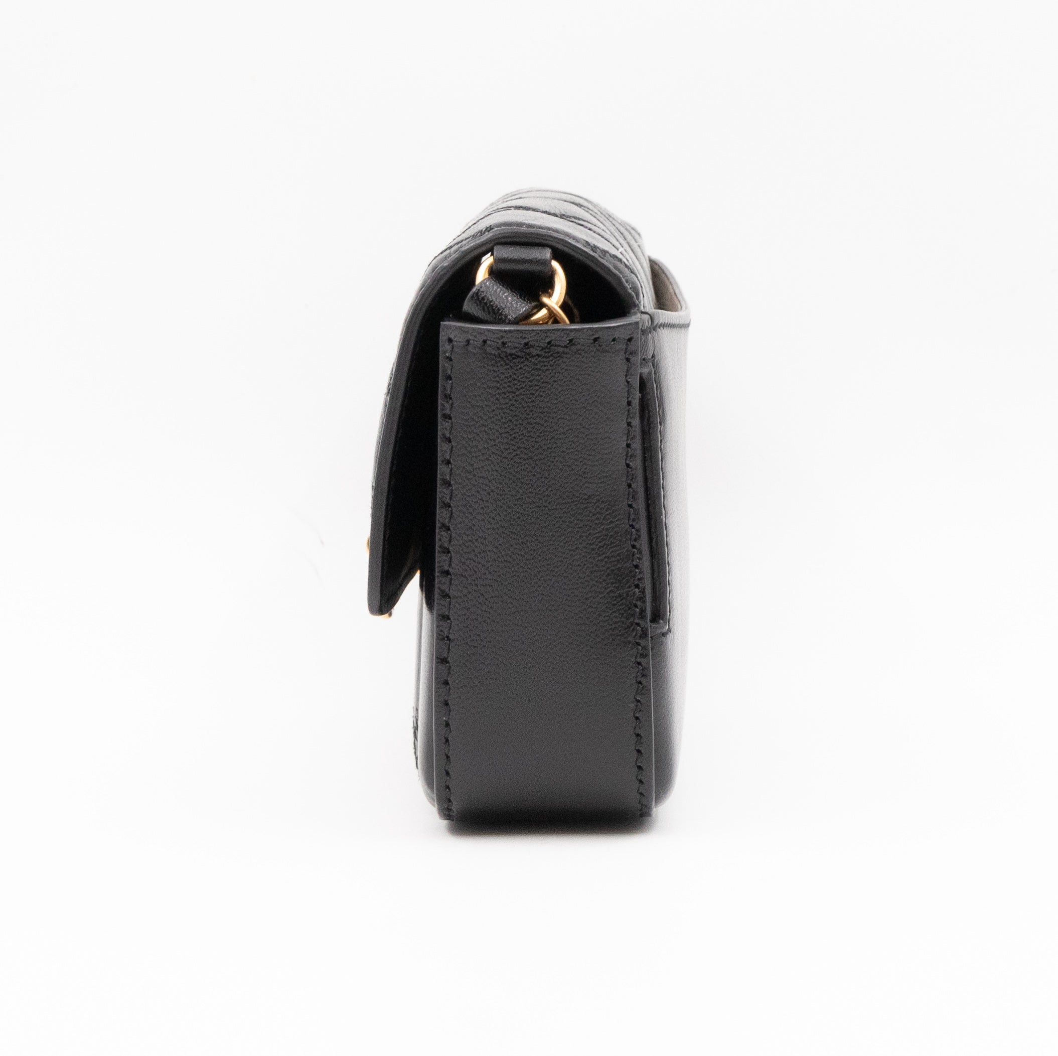 Mini Quilted Pocket Bag Black Leather
