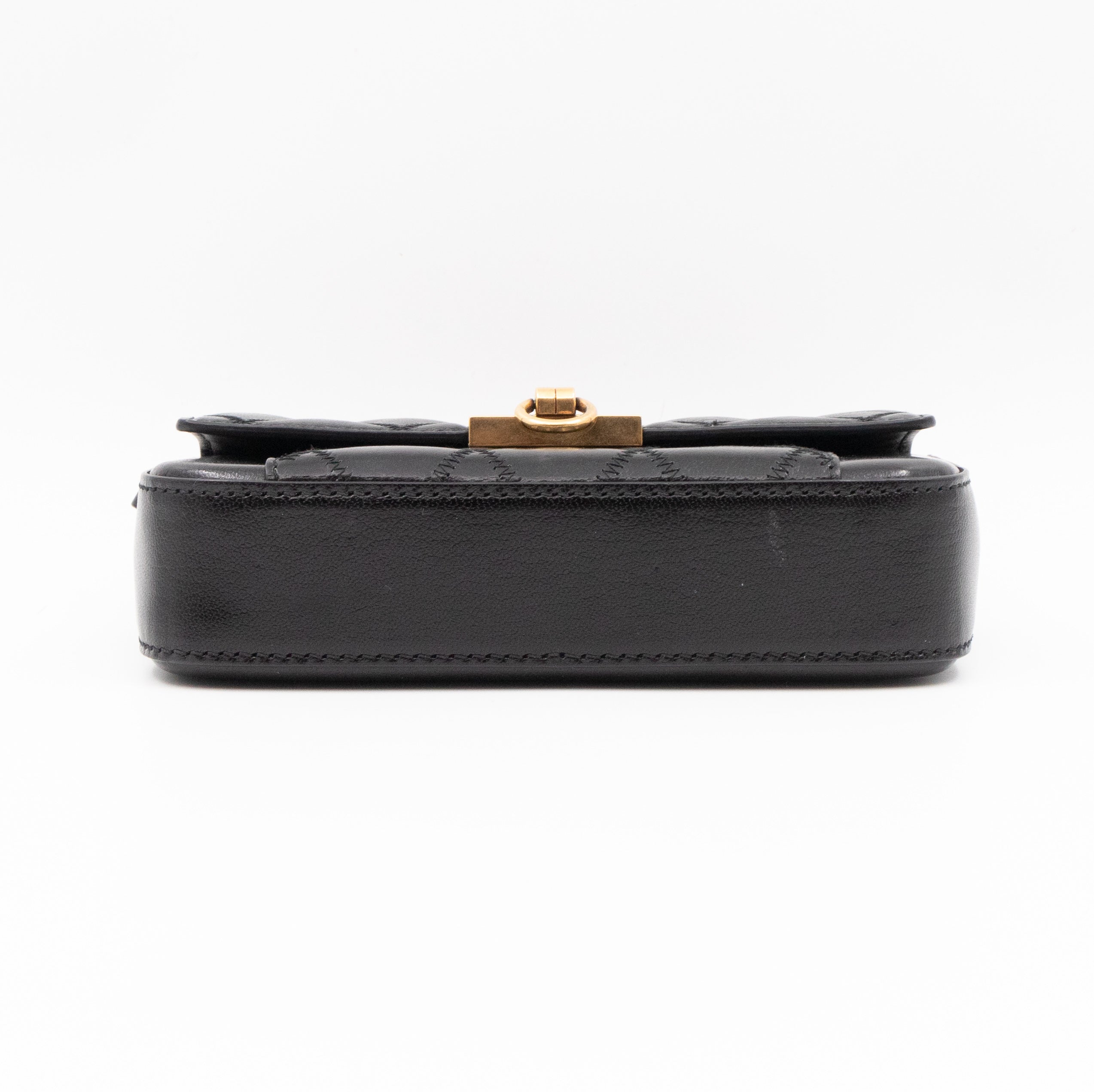 Mini Quilted Pocket Bag Black Leather