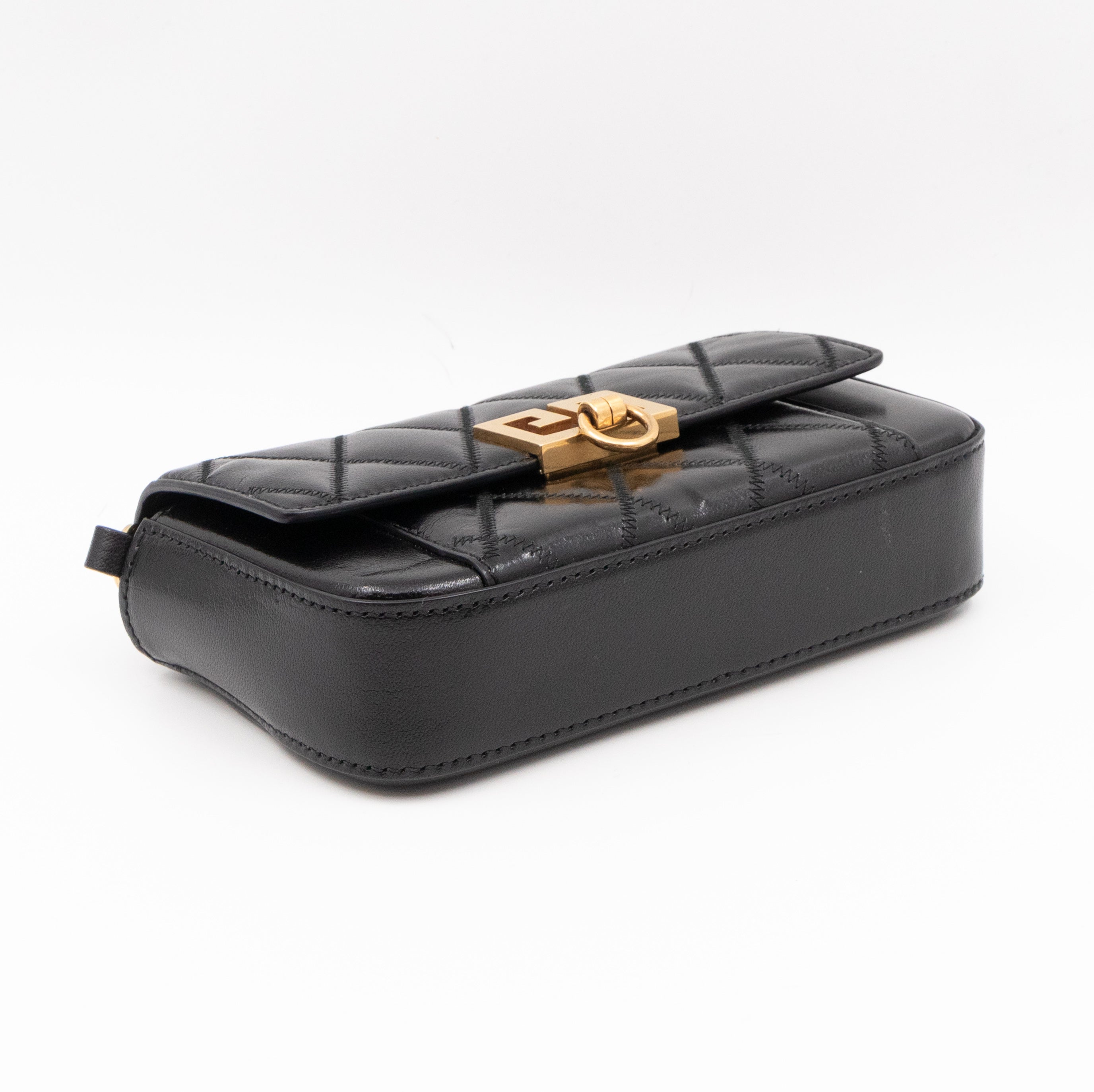 Mini Quilted Pocket Bag Black Leather