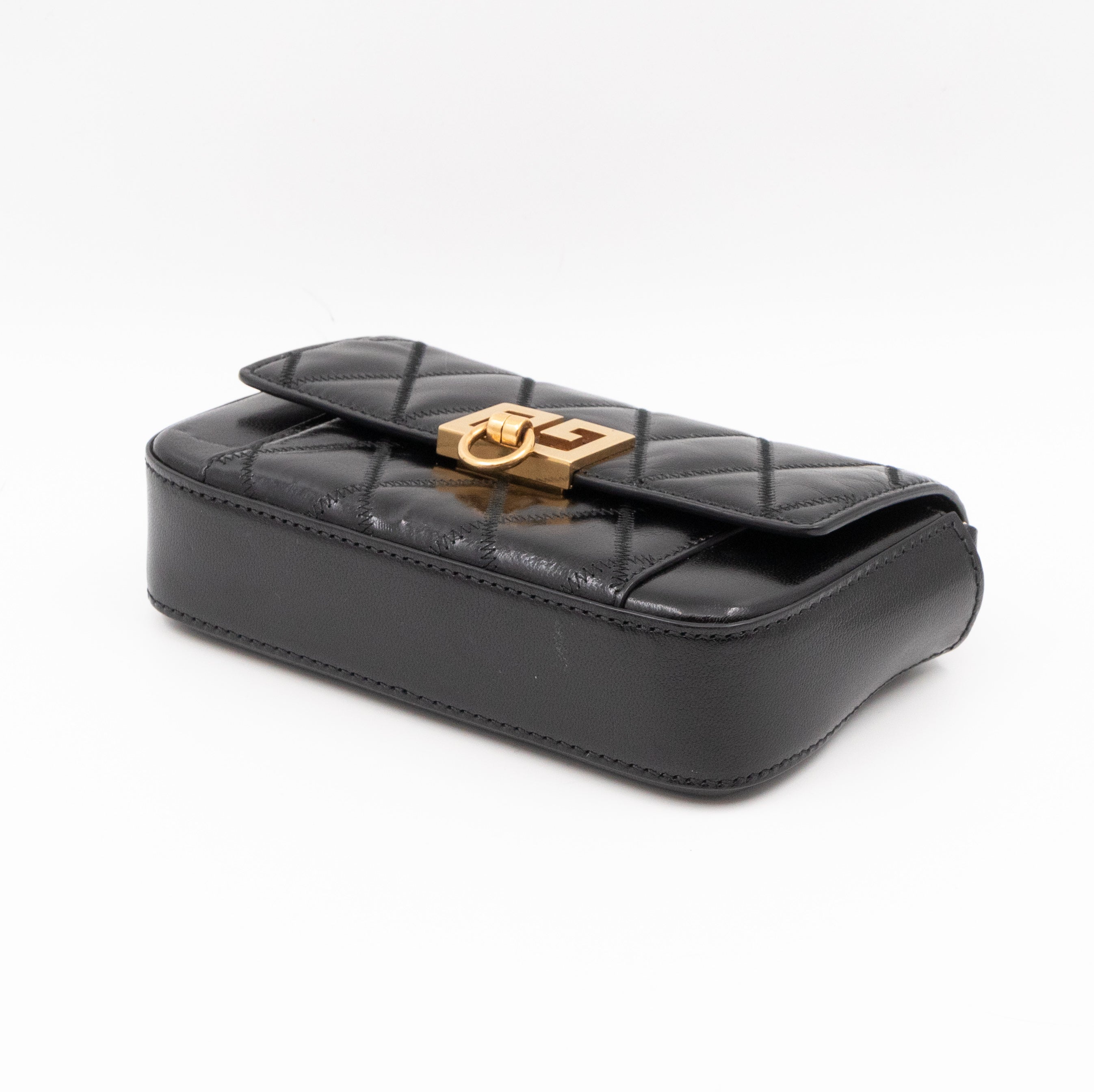 Mini Quilted Pocket Bag Black Leather