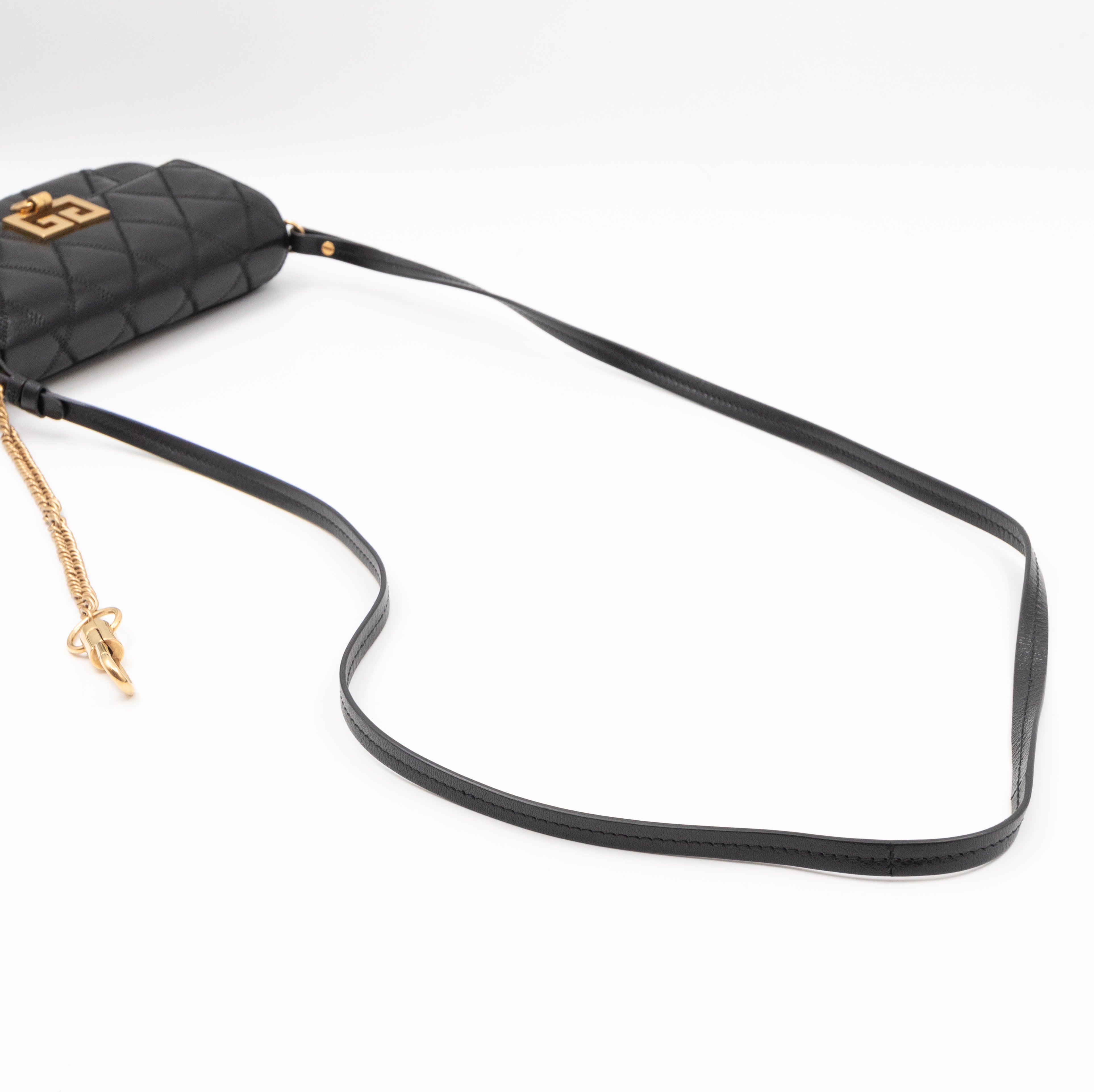 Mini Quilted Pocket Bag Black Leather