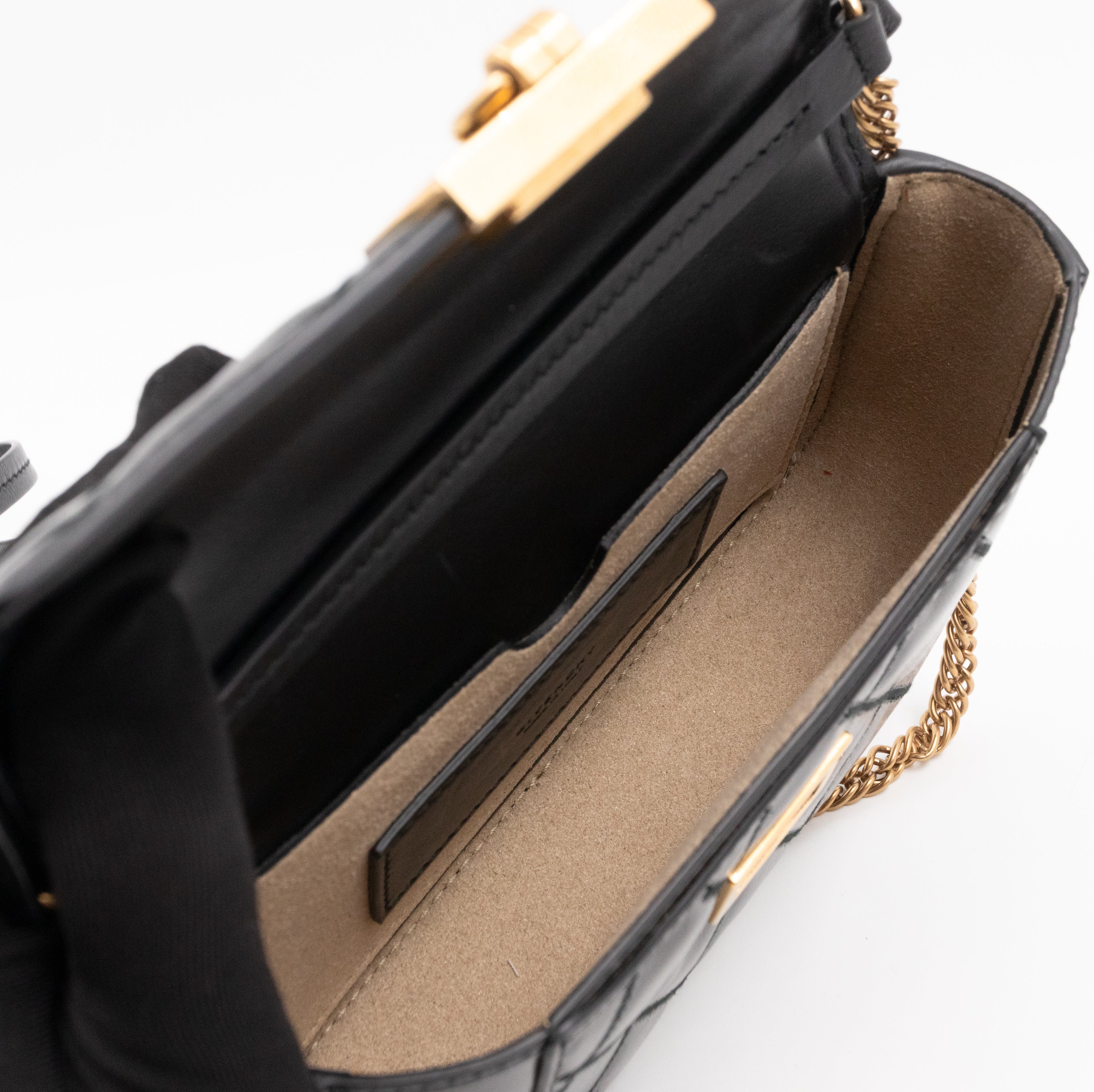 Mini Quilted Pocket Bag Black Leather
