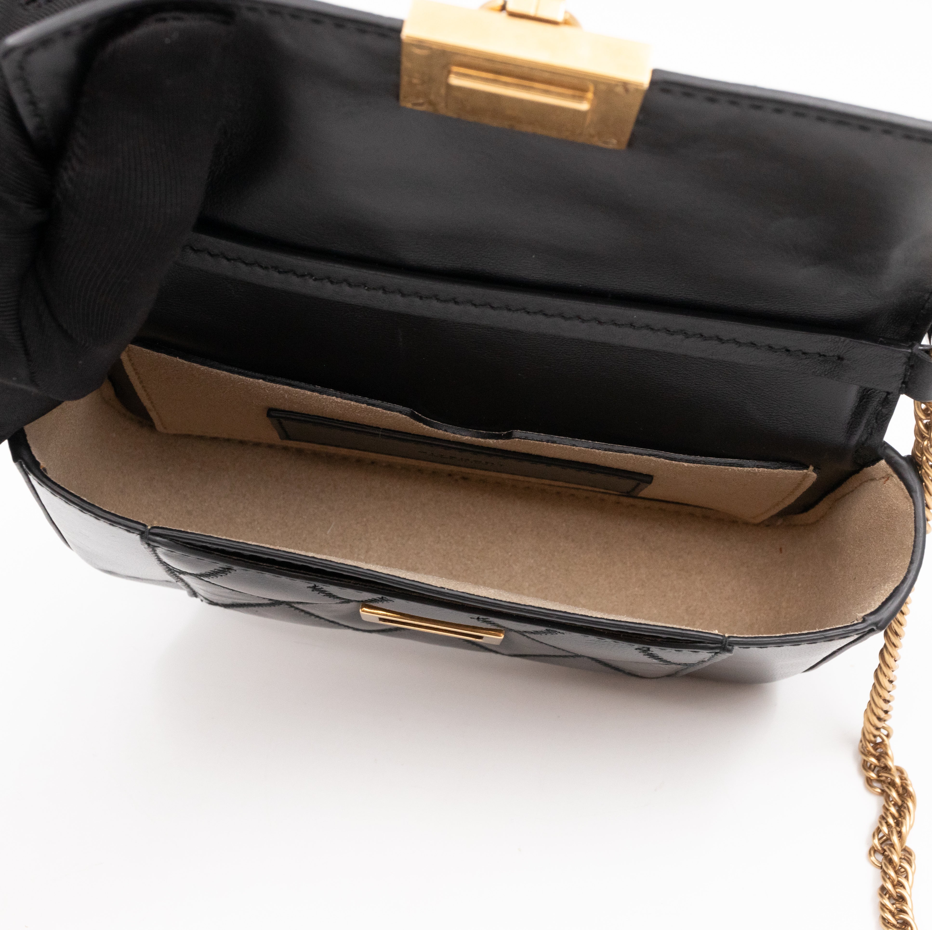 Mini Quilted Pocket Bag Black Leather