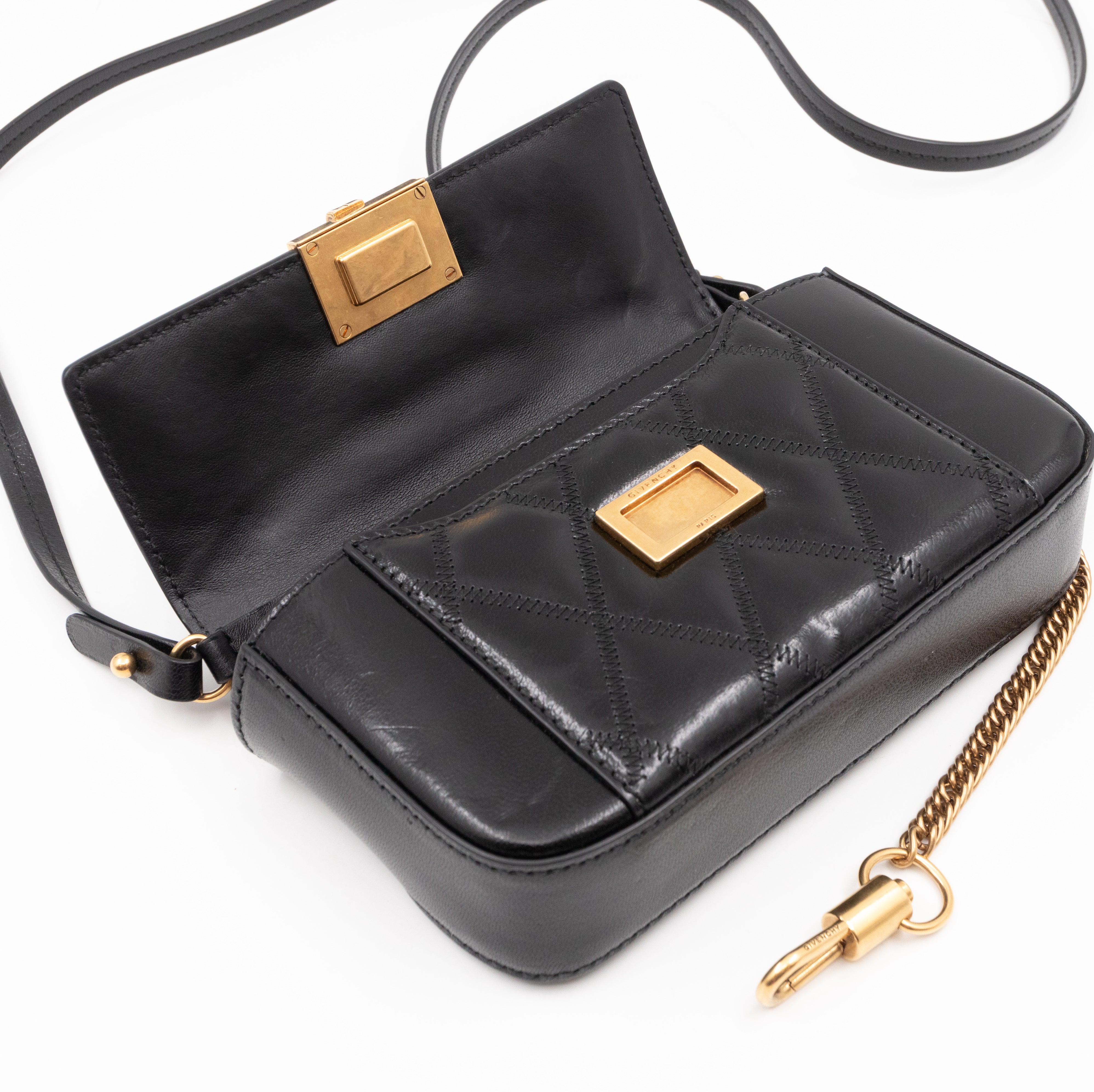 Mini Quilted Pocket Bag Black Leather