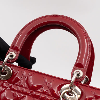 Lady Dior Large Dark Red Patent Leather