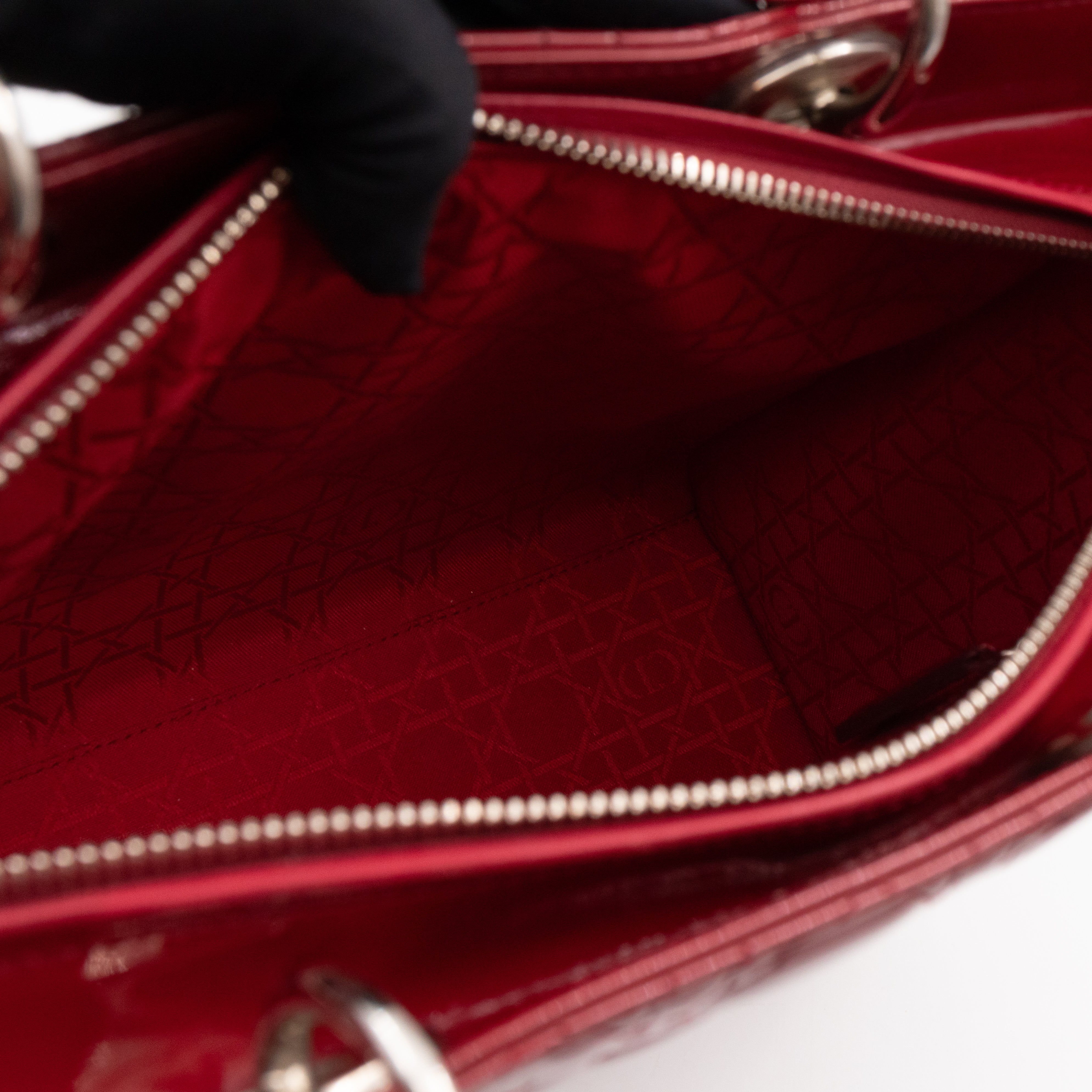 Lady Dior Large Dark Red Patent Leather