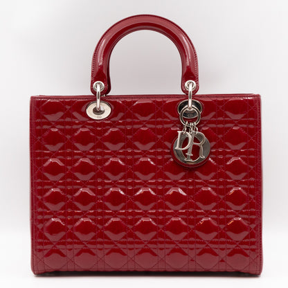 Lady Dior Large Dark Red Patent Leather