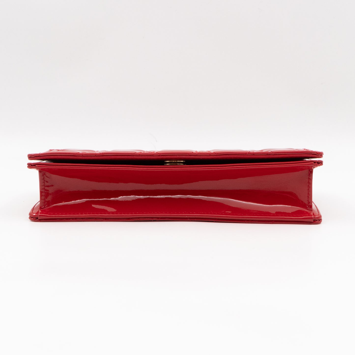 Lady Dior Pouch with Chain Red Cannage Patent Leather