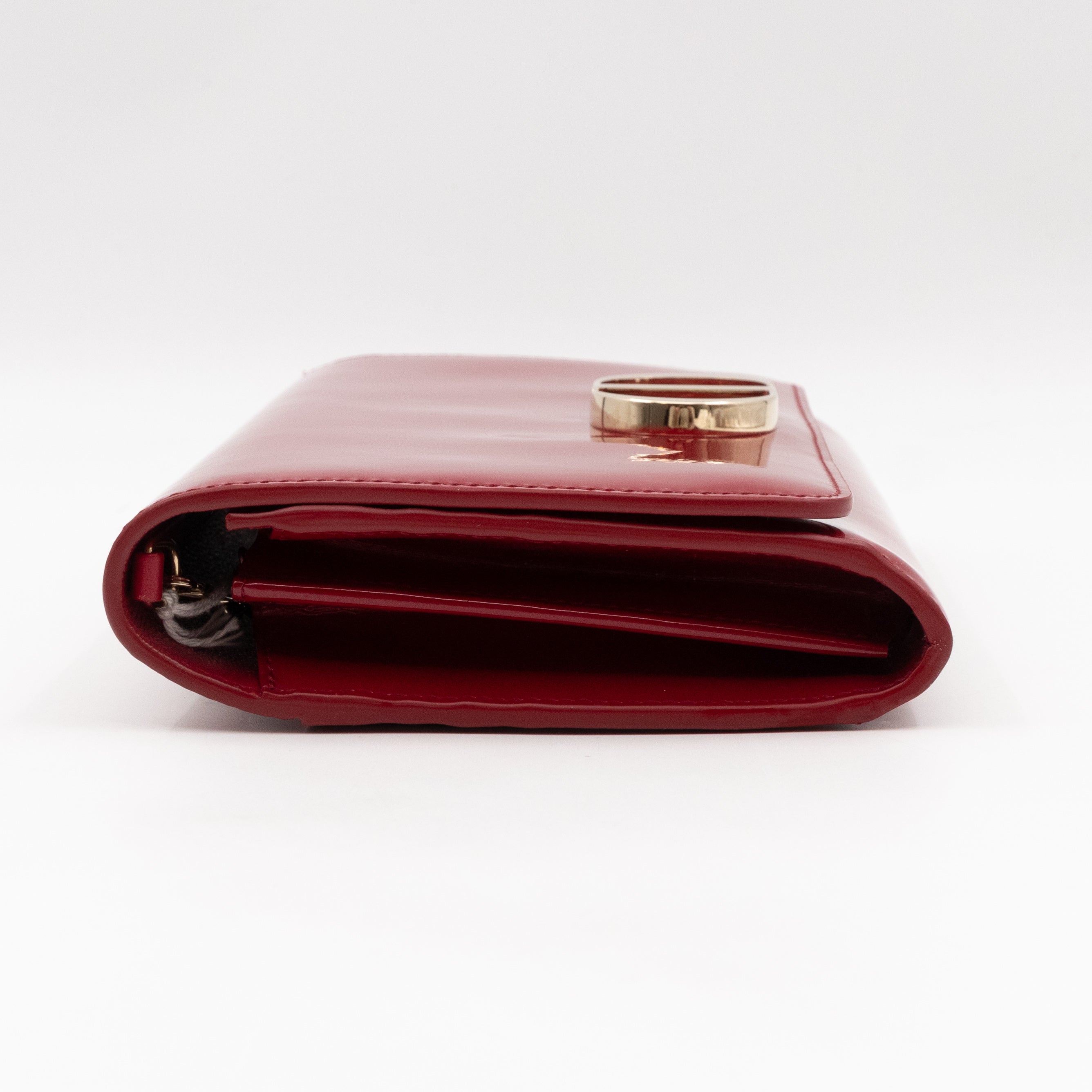30 Montaigne Pouch with Chain Cerise Red Patent Leather