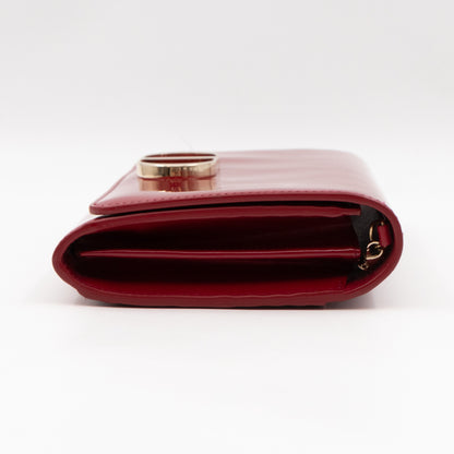 30 Montaigne Pouch with Chain Cerise Red Patent Leather