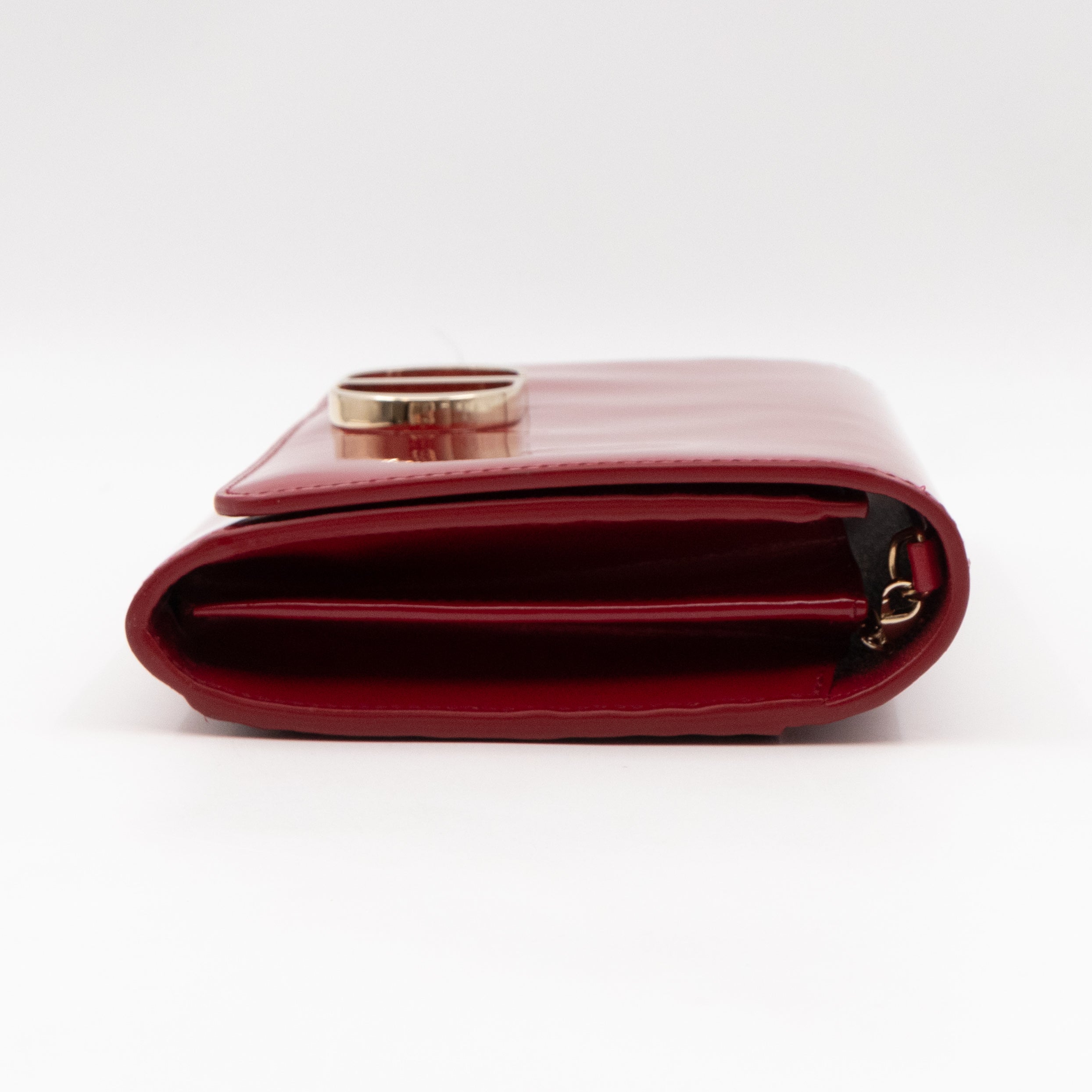 30 Montaigne Pouch with Chain Cerise Red Patent Leather