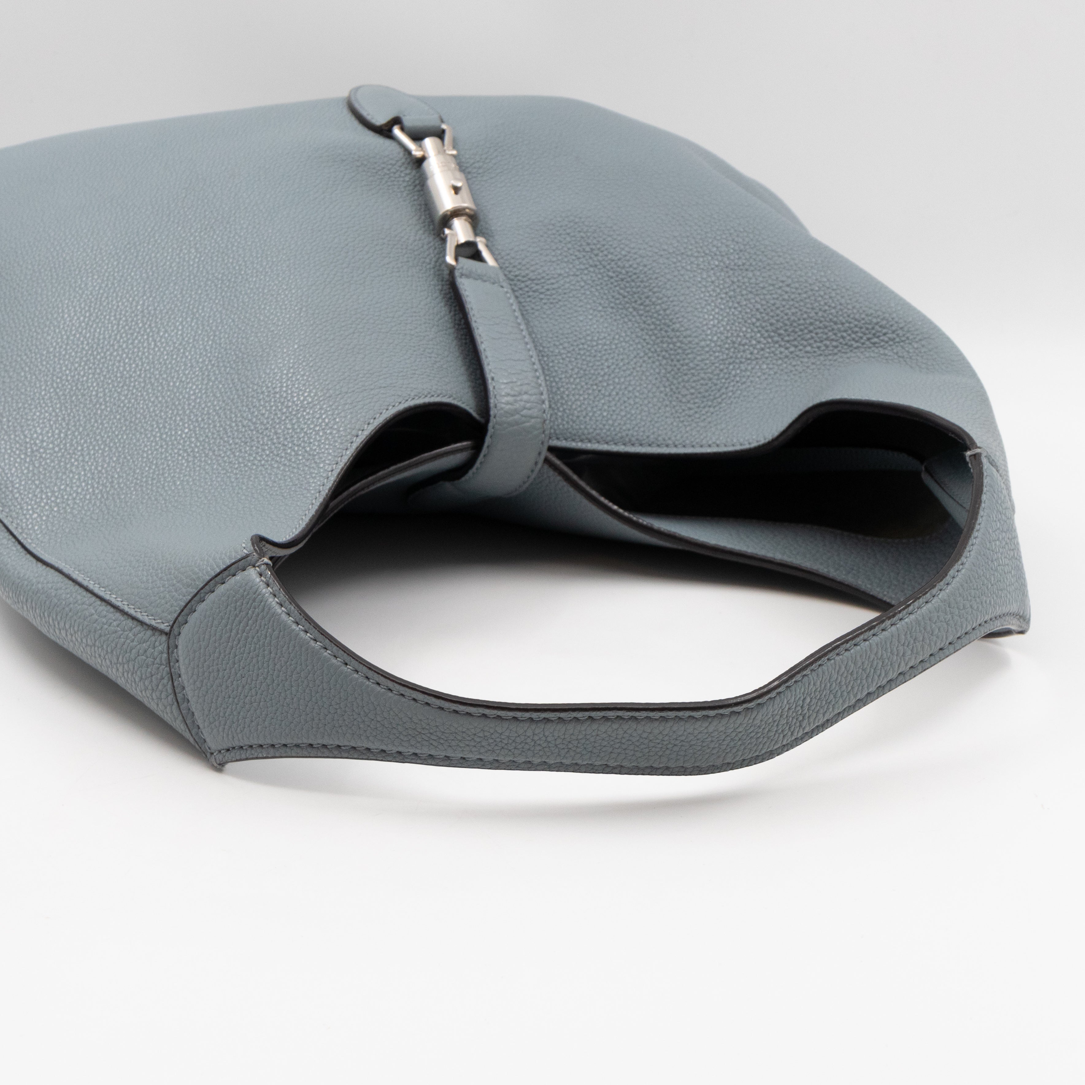 Jackie Large Hobo Bag Smoke Blue Leather