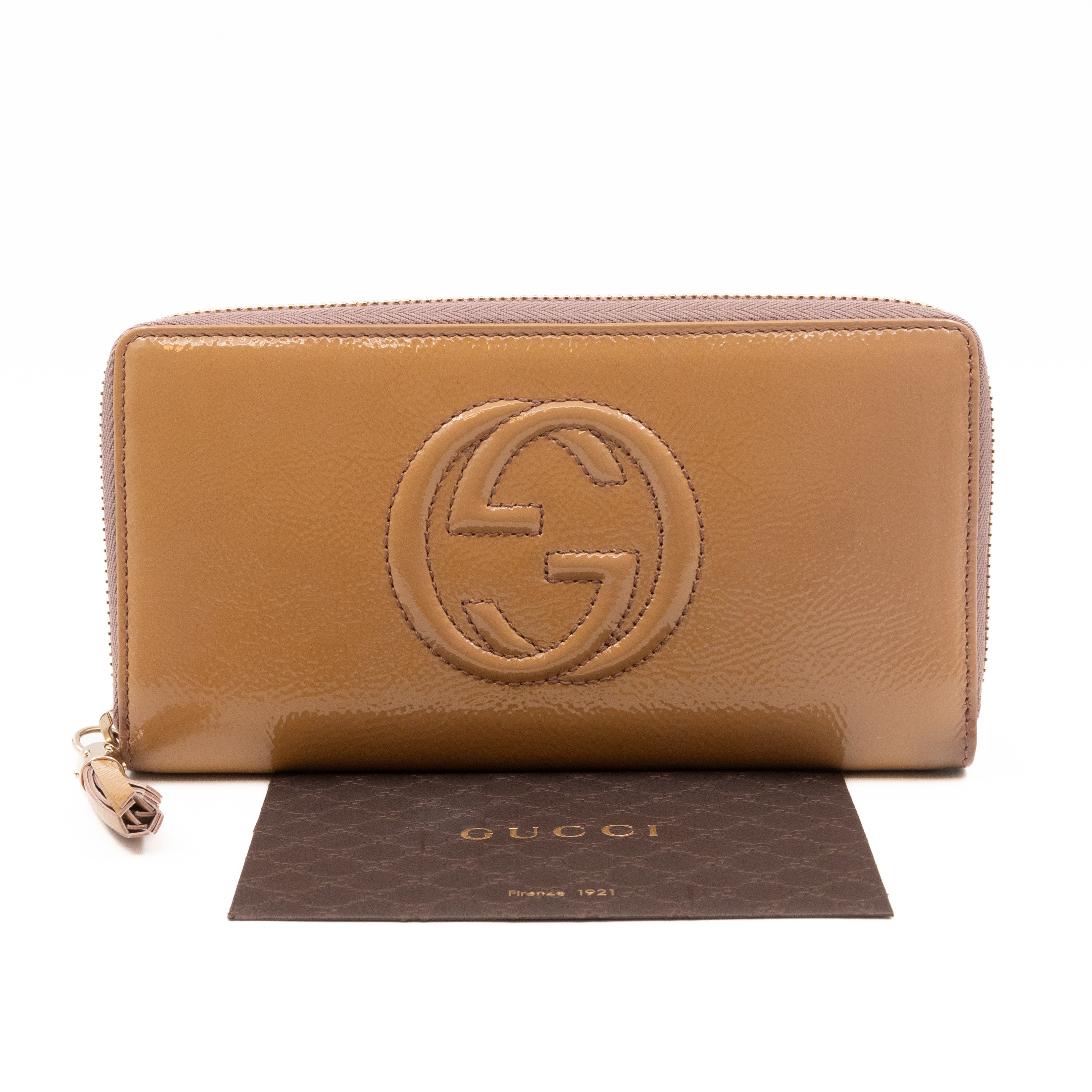 Soho Long Zip Around Wallet Beige Patent Leather