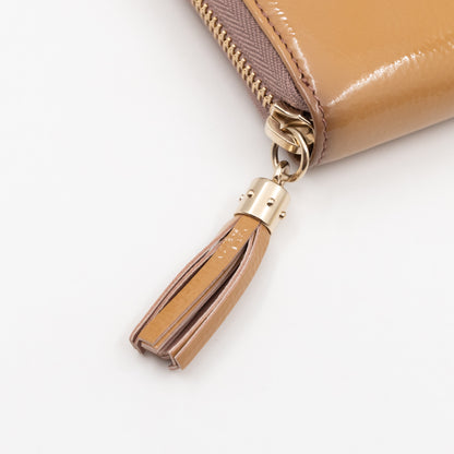 Soho Long Zip Around Wallet Beige Patent Leather