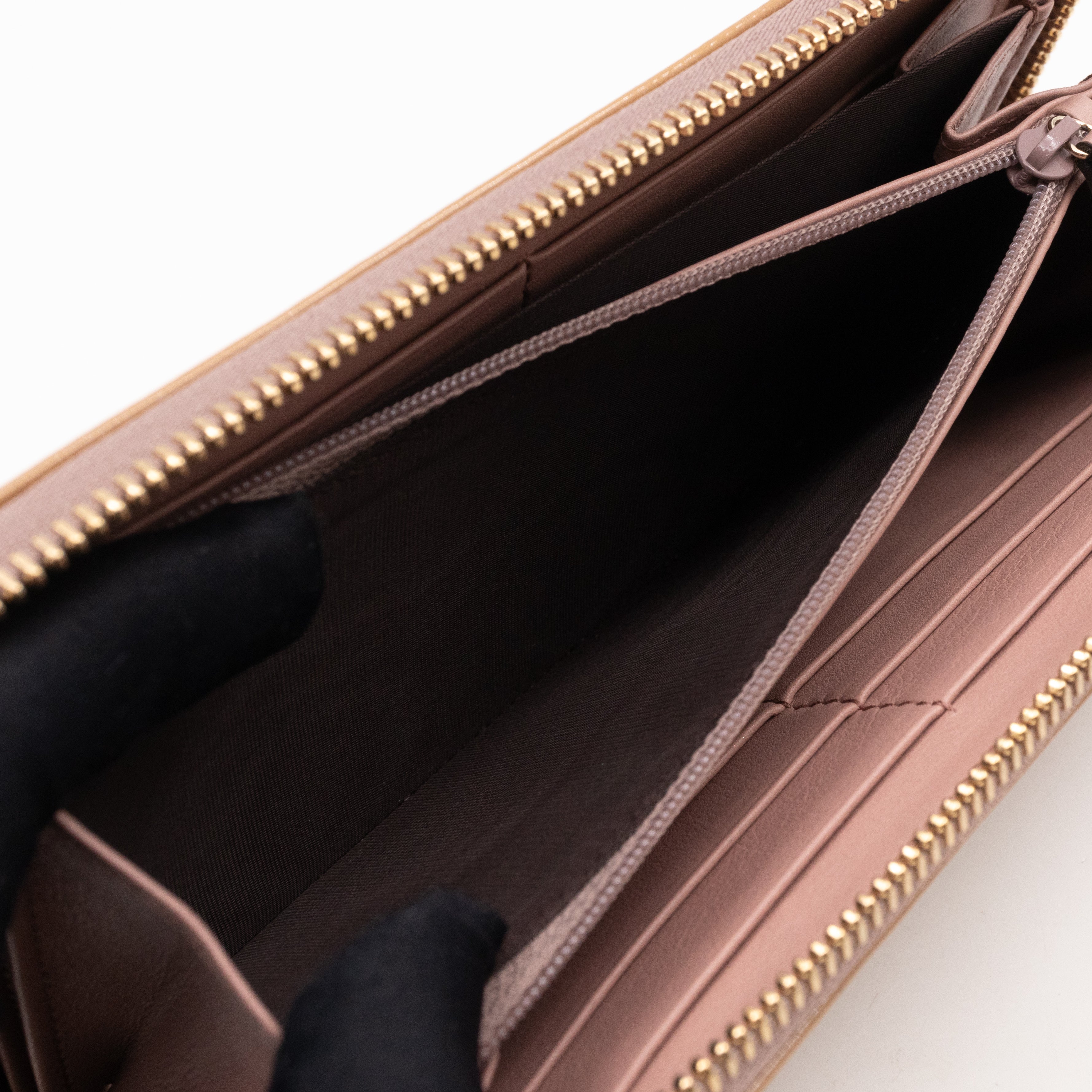 Soho Long Zip Around Wallet Beige Patent Leather