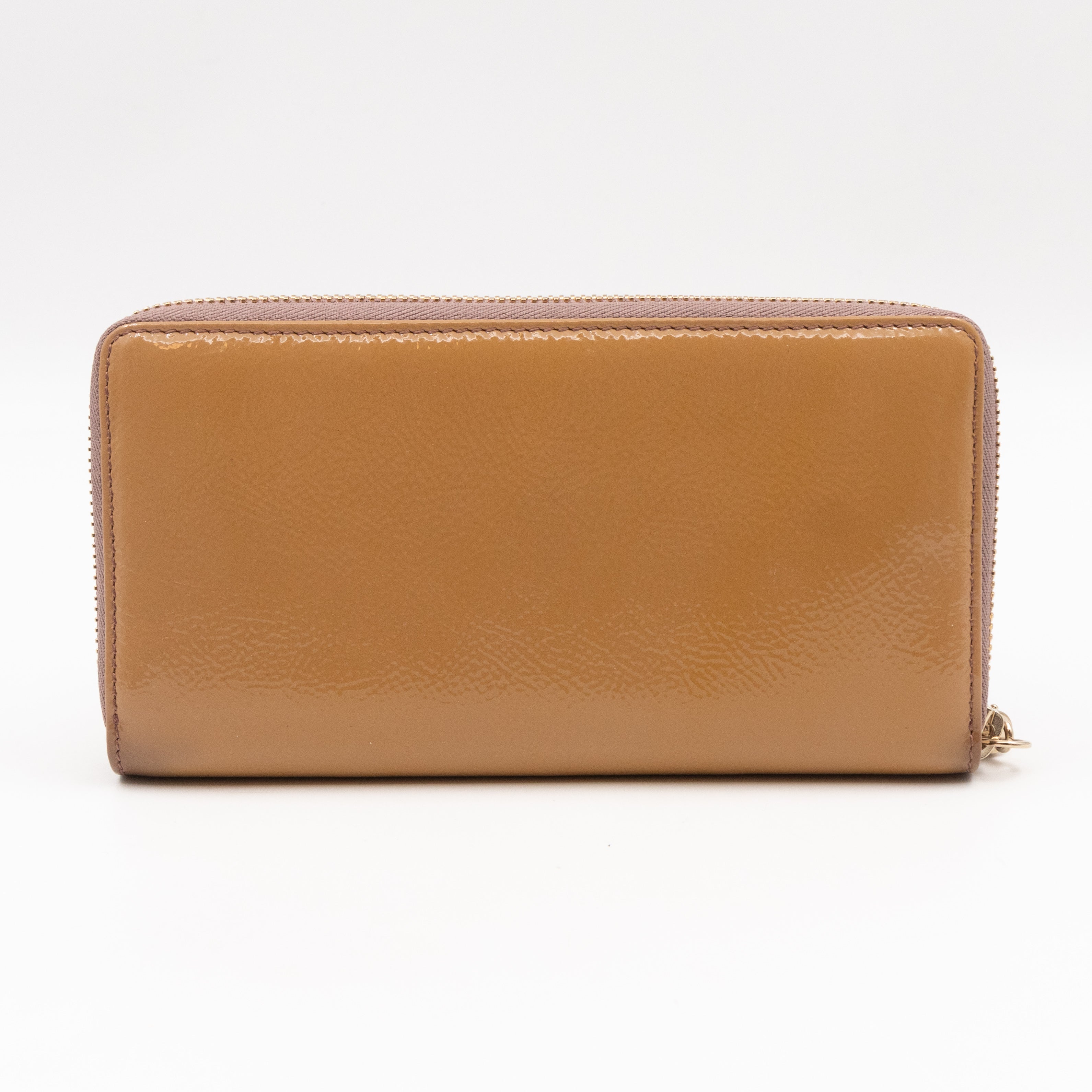 Soho Long Zip Around Wallet Beige Patent Leather