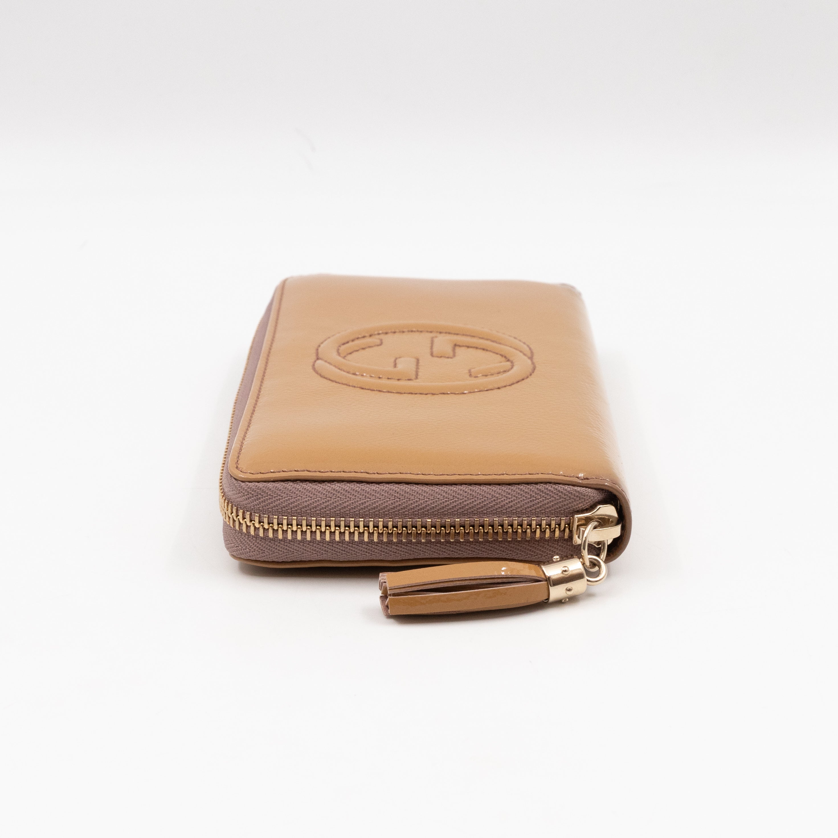 Soho Long Zip Around Wallet Beige Patent Leather