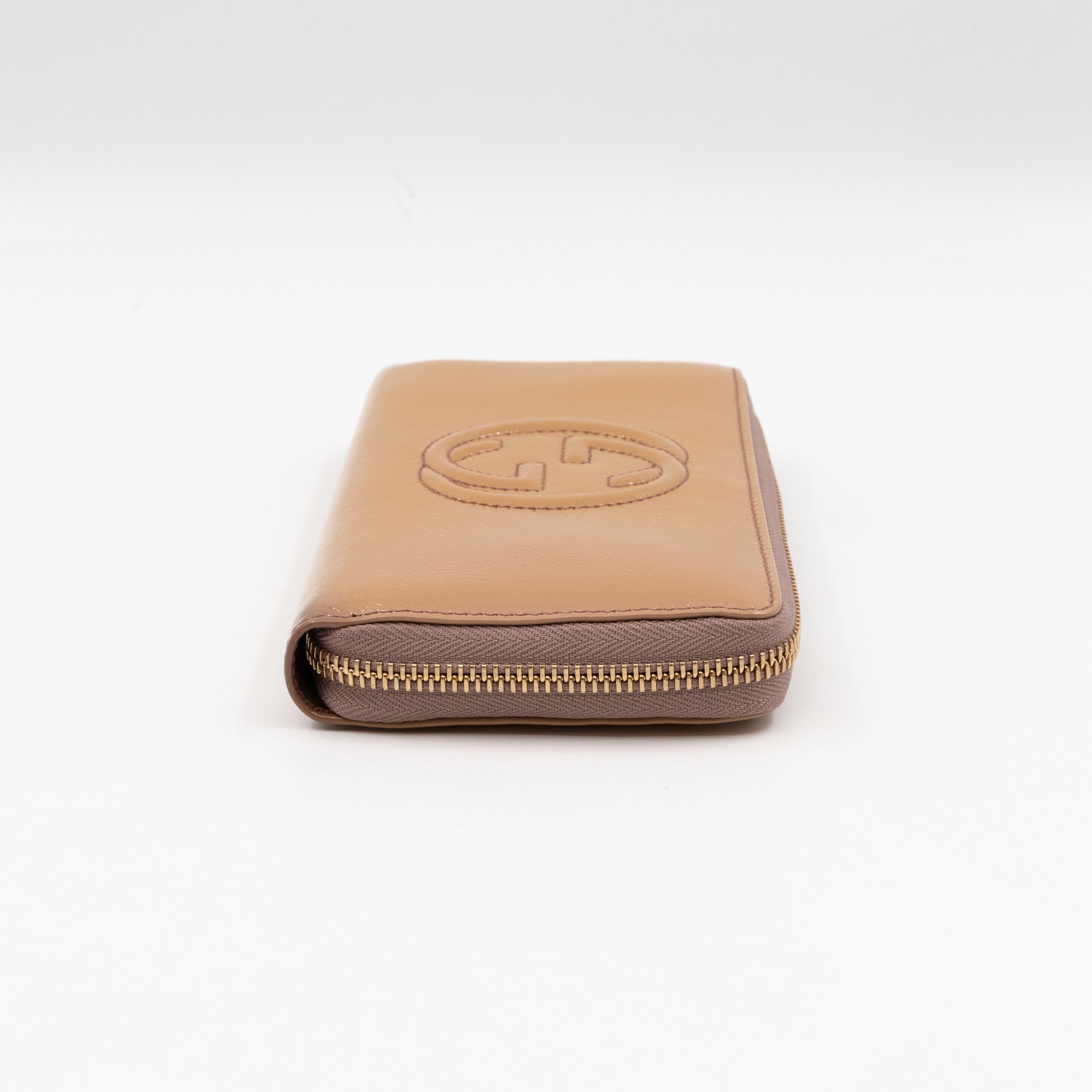 Soho Long Zip Around Wallet Beige Patent Leather
