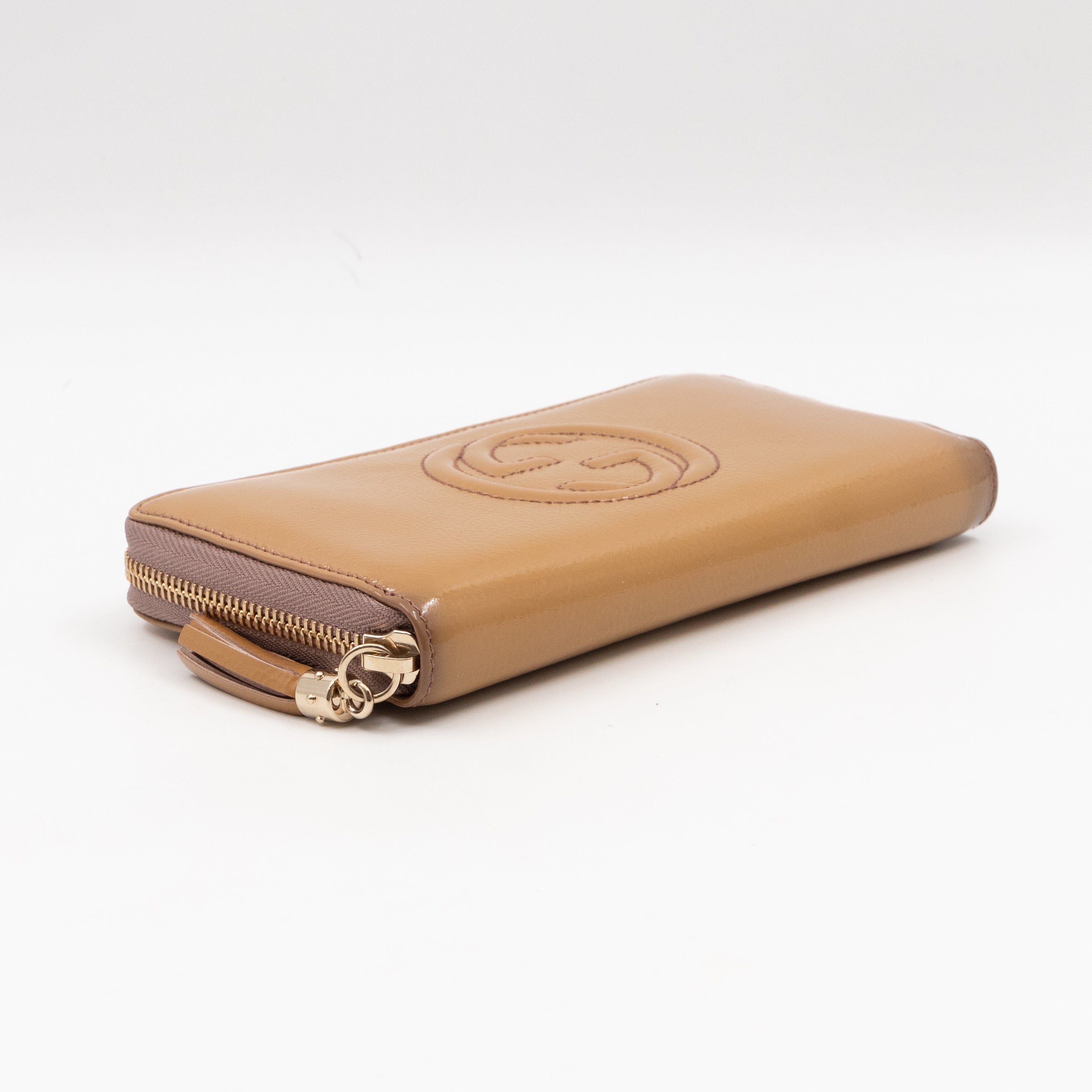 Soho Long Zip Around Wallet Beige Patent Leather