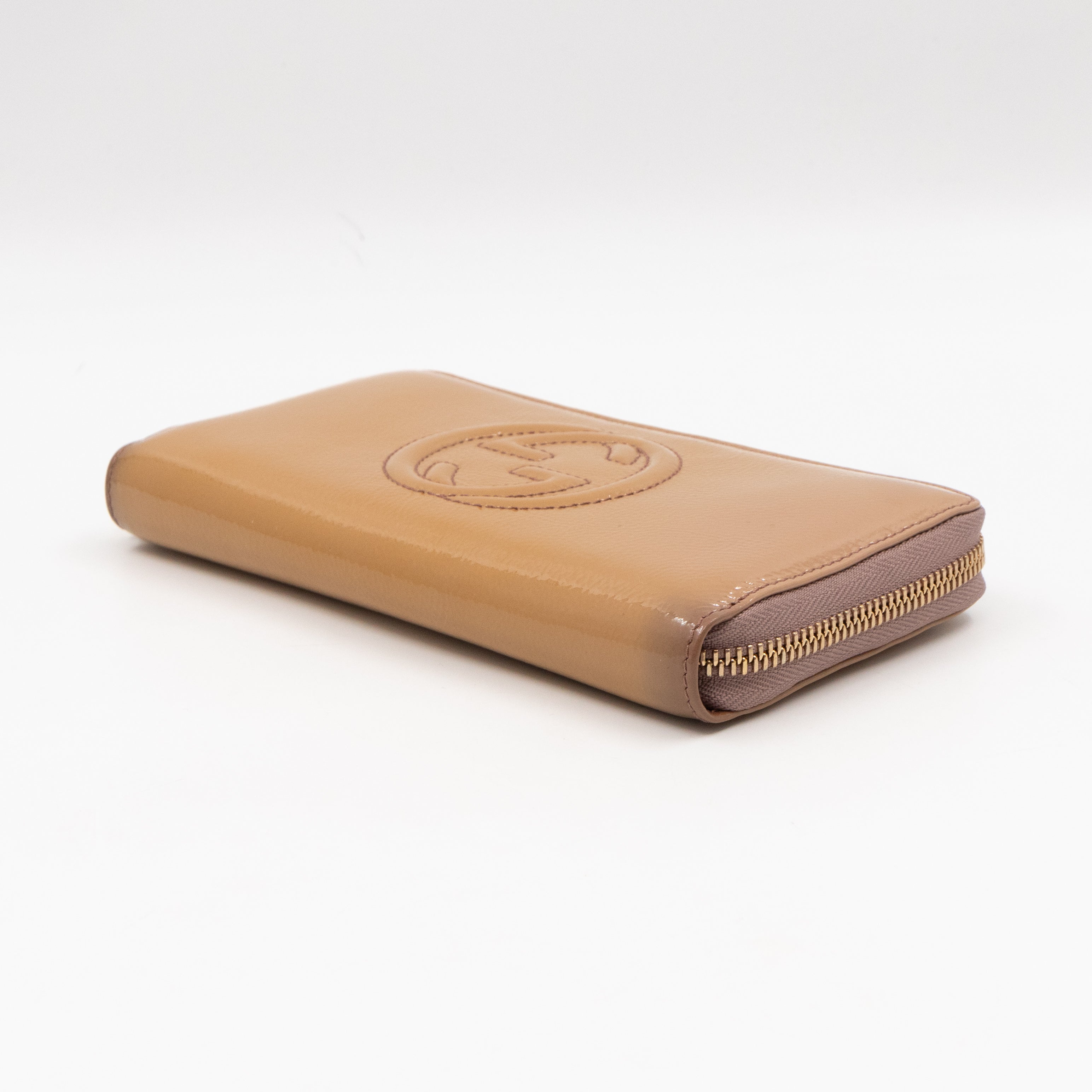 Soho Long Zip Around Wallet Beige Patent Leather