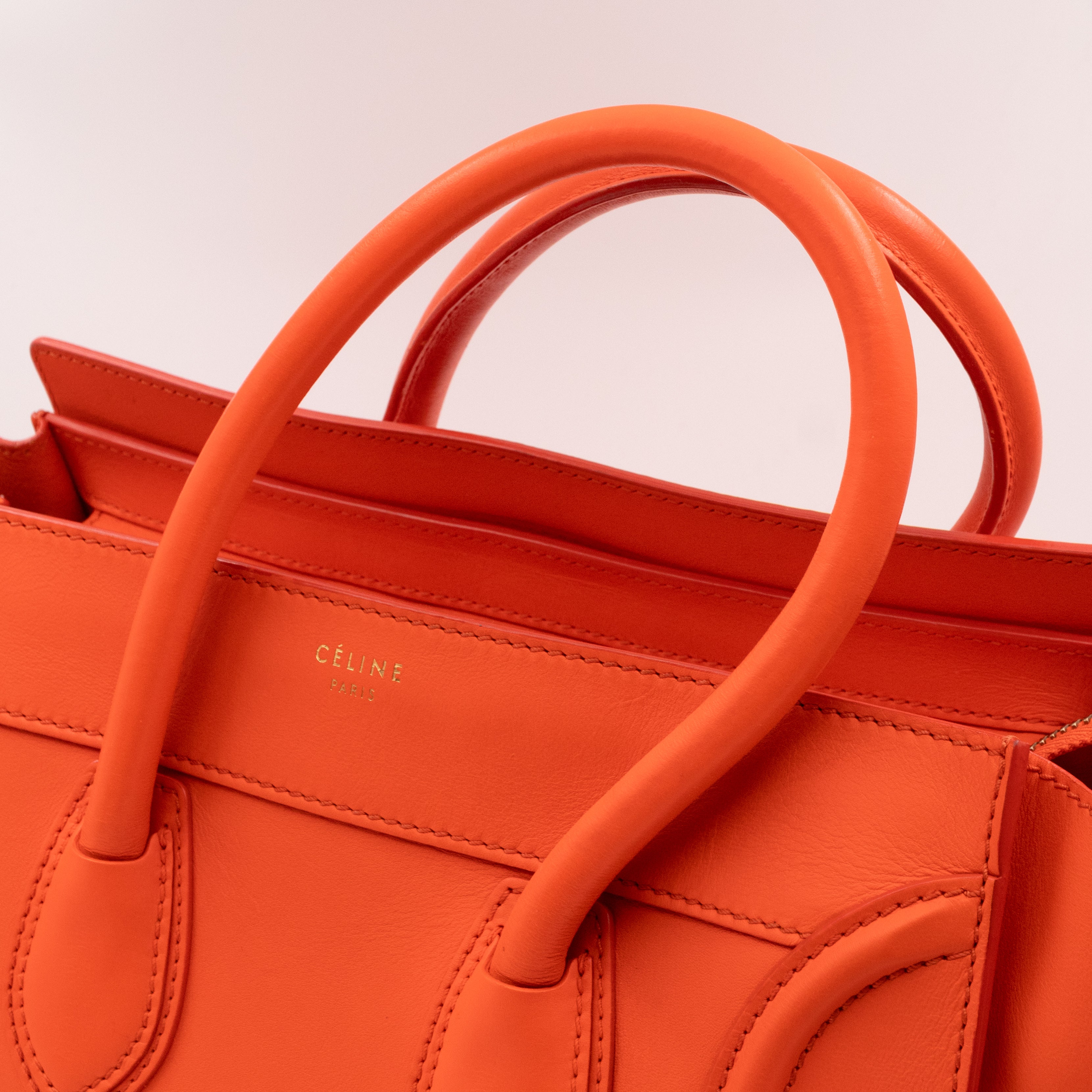 Mini Luggage Orange Leather
