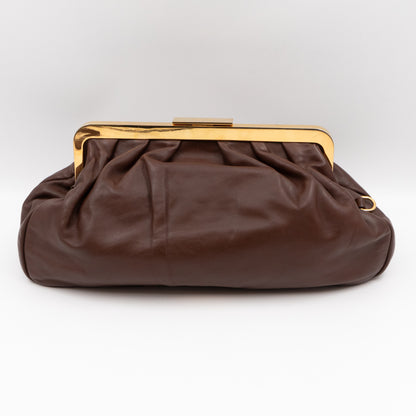 Large Frame Clutch Brown Leather