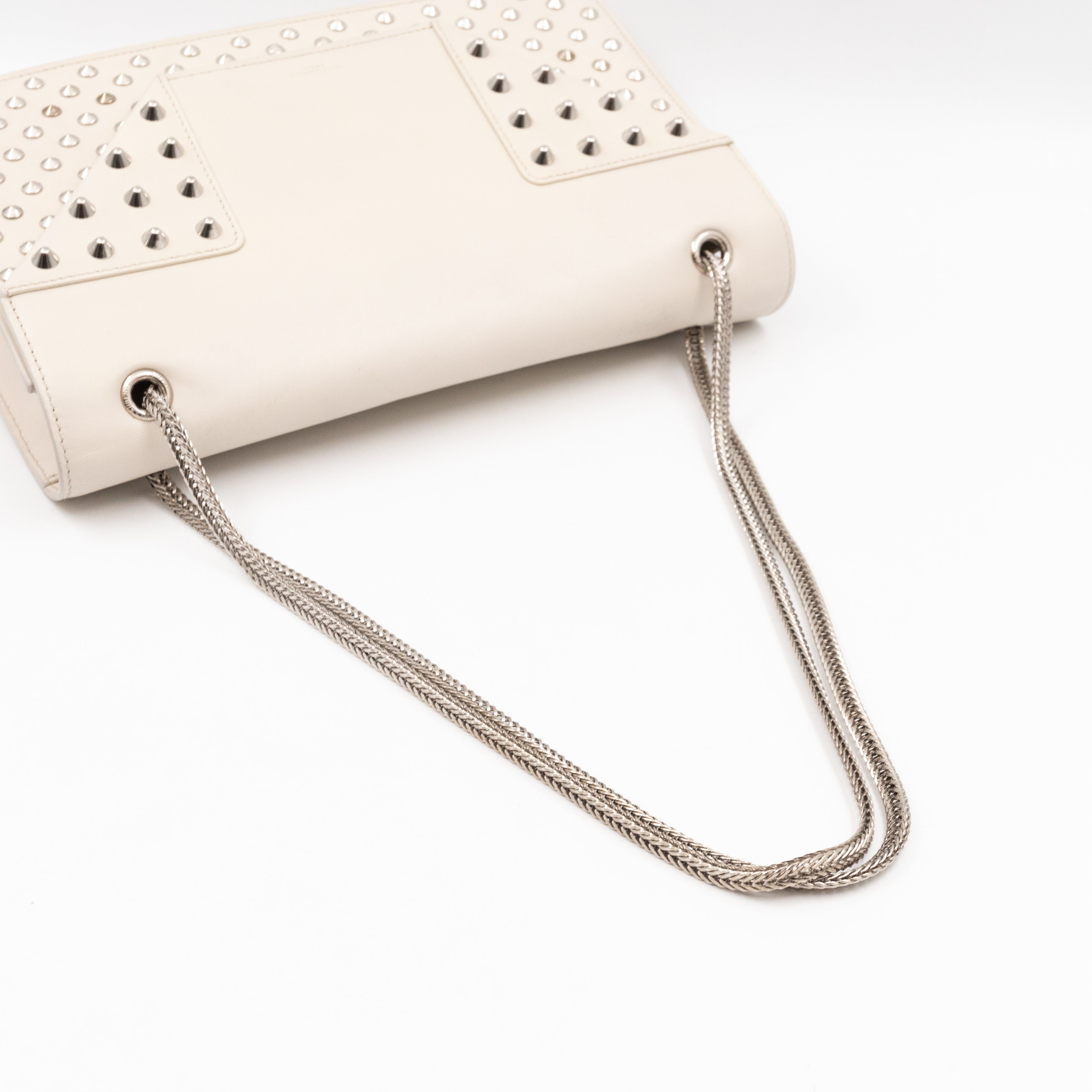 Studded Medium Betty Bag White Leather