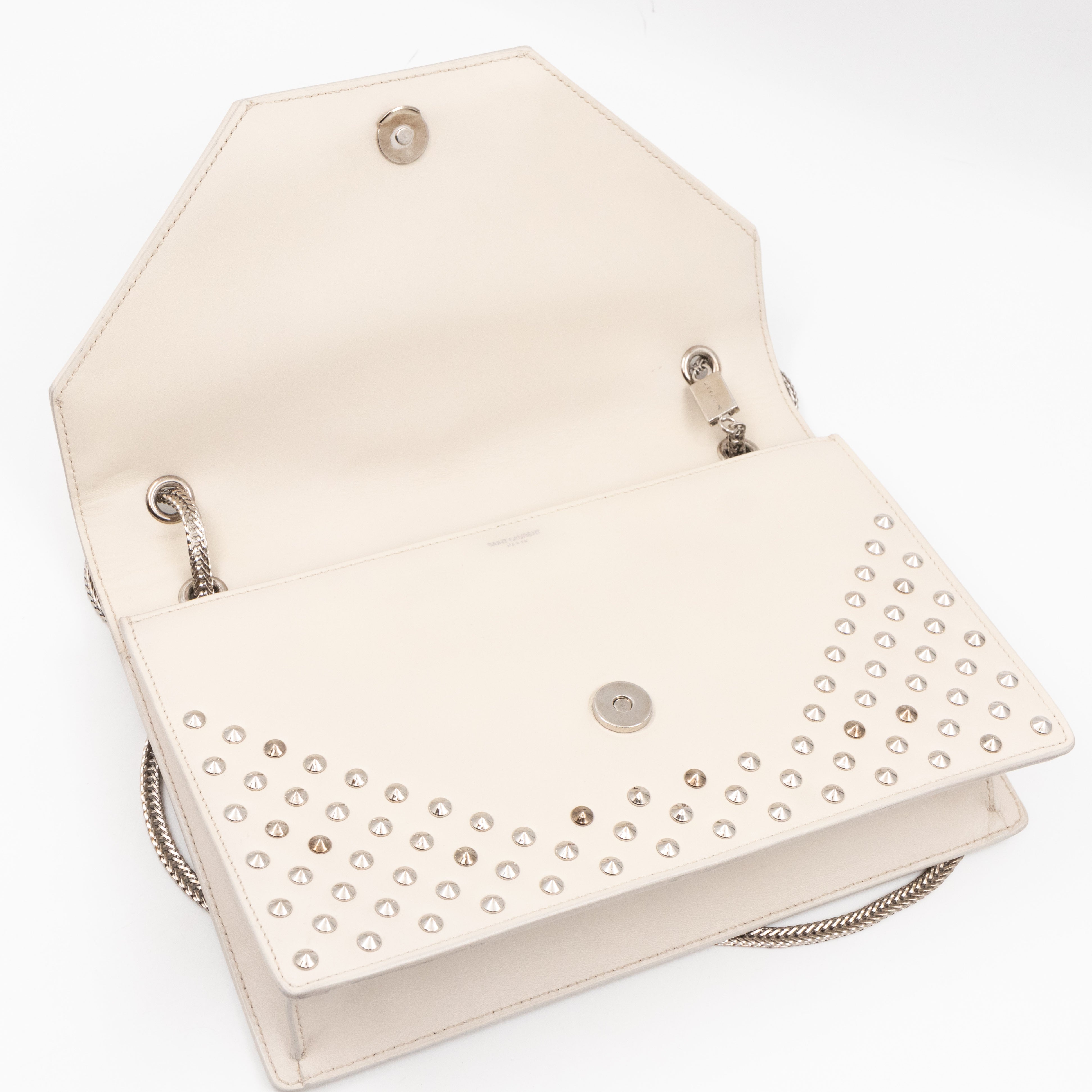 Studded Medium Betty Bag White Leather