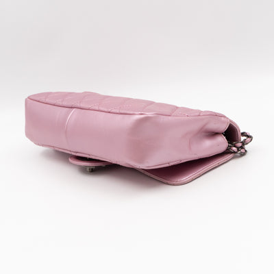 Coco Pleats Single Flap Small Pearly Pink Iridescent Leather
