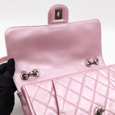 Coco Pleats Single Flap Small Pearly Pink Iridescent Leather