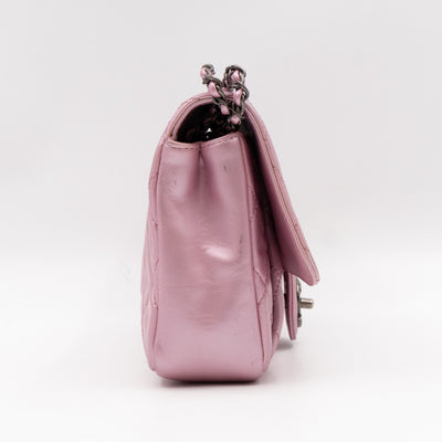 Coco Pleats Single Flap Small Pearly Pink Iridescent Leather