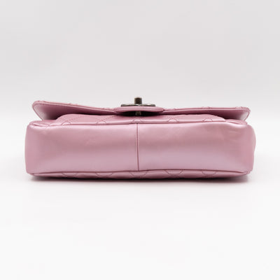 Coco Pleats Single Flap Small Pearly Pink Iridescent Leather