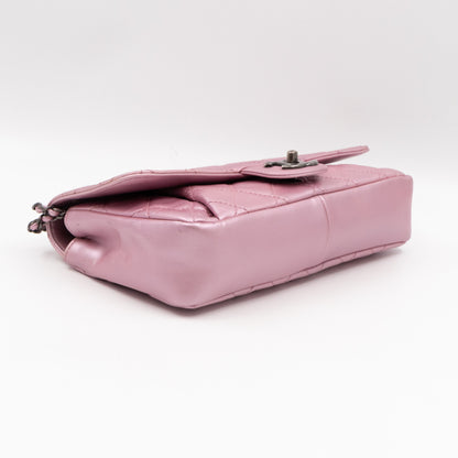 Coco Pleats Single Flap Small Pearly Pink Iridescent Leather