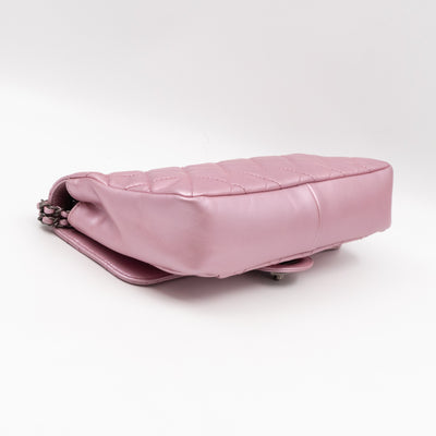 Coco Pleats Single Flap Small Pearly Pink Iridescent Leather