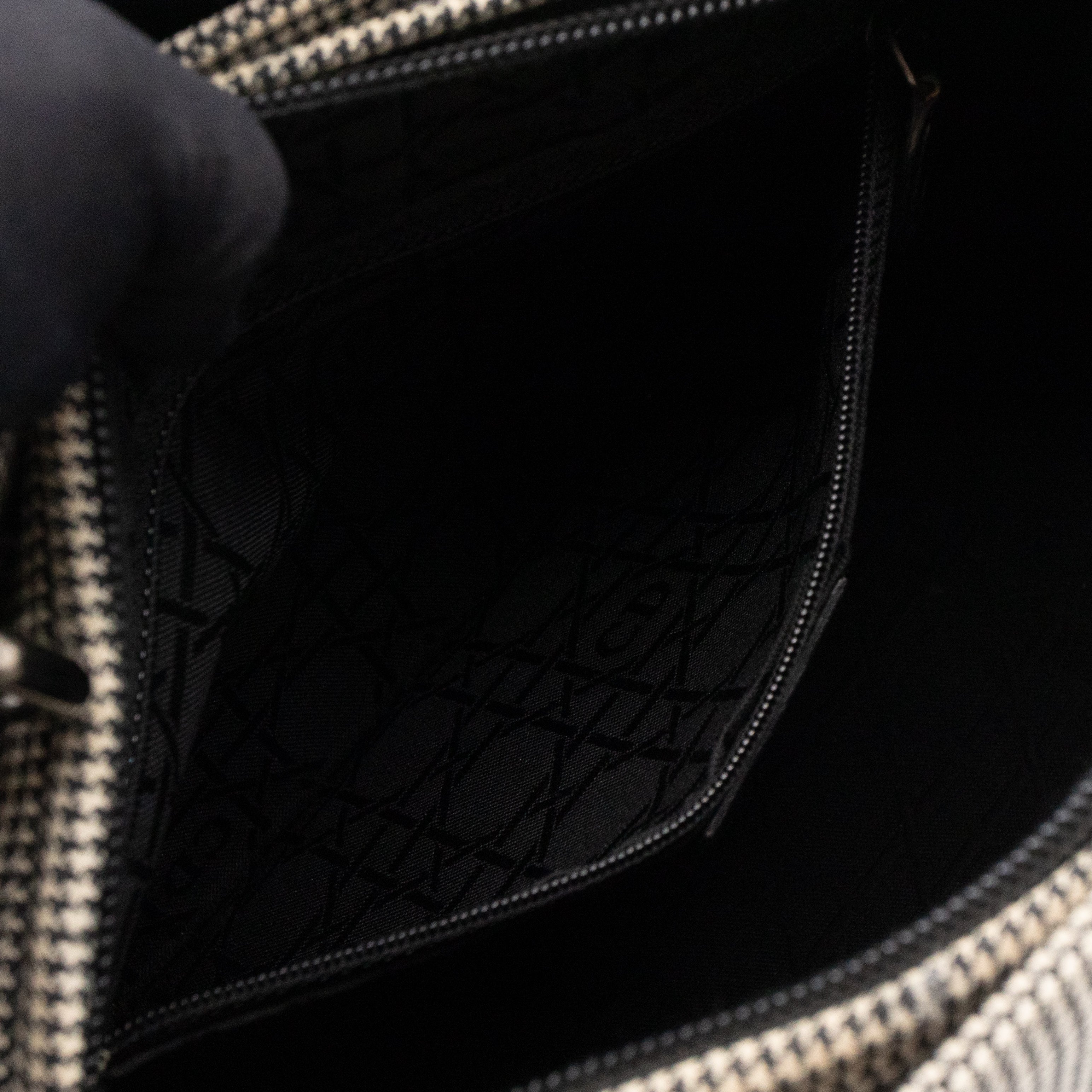 Lady Dior Medium Houndstooth Black White Canvas