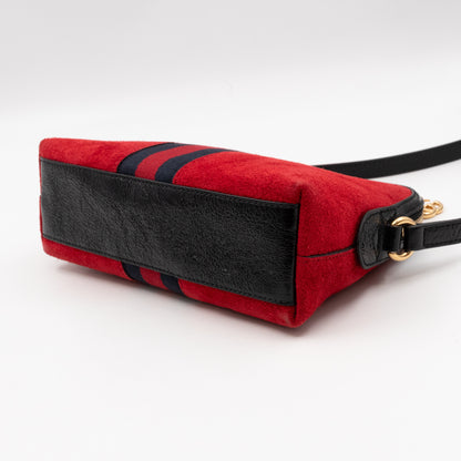 Ophidia GG Small Shoulder Bag Red Suede