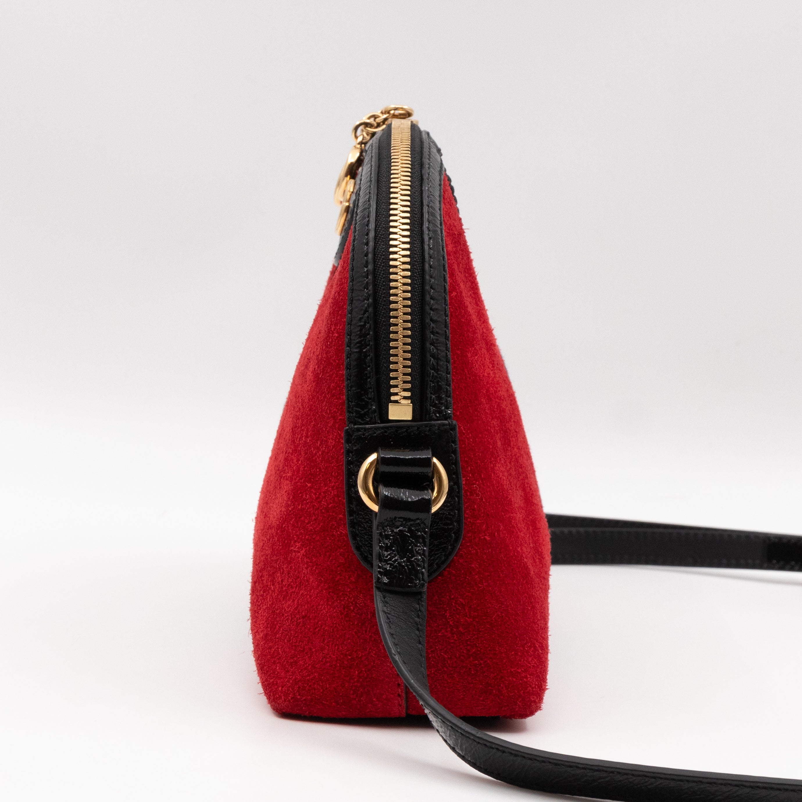 Ophidia GG Small Shoulder Bag Red Suede
