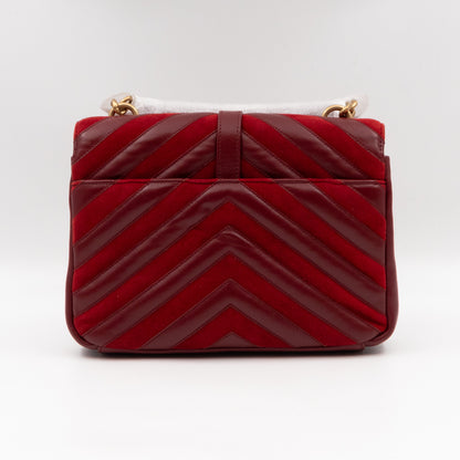 College Medium Chevron Quilted Red Suede Leather