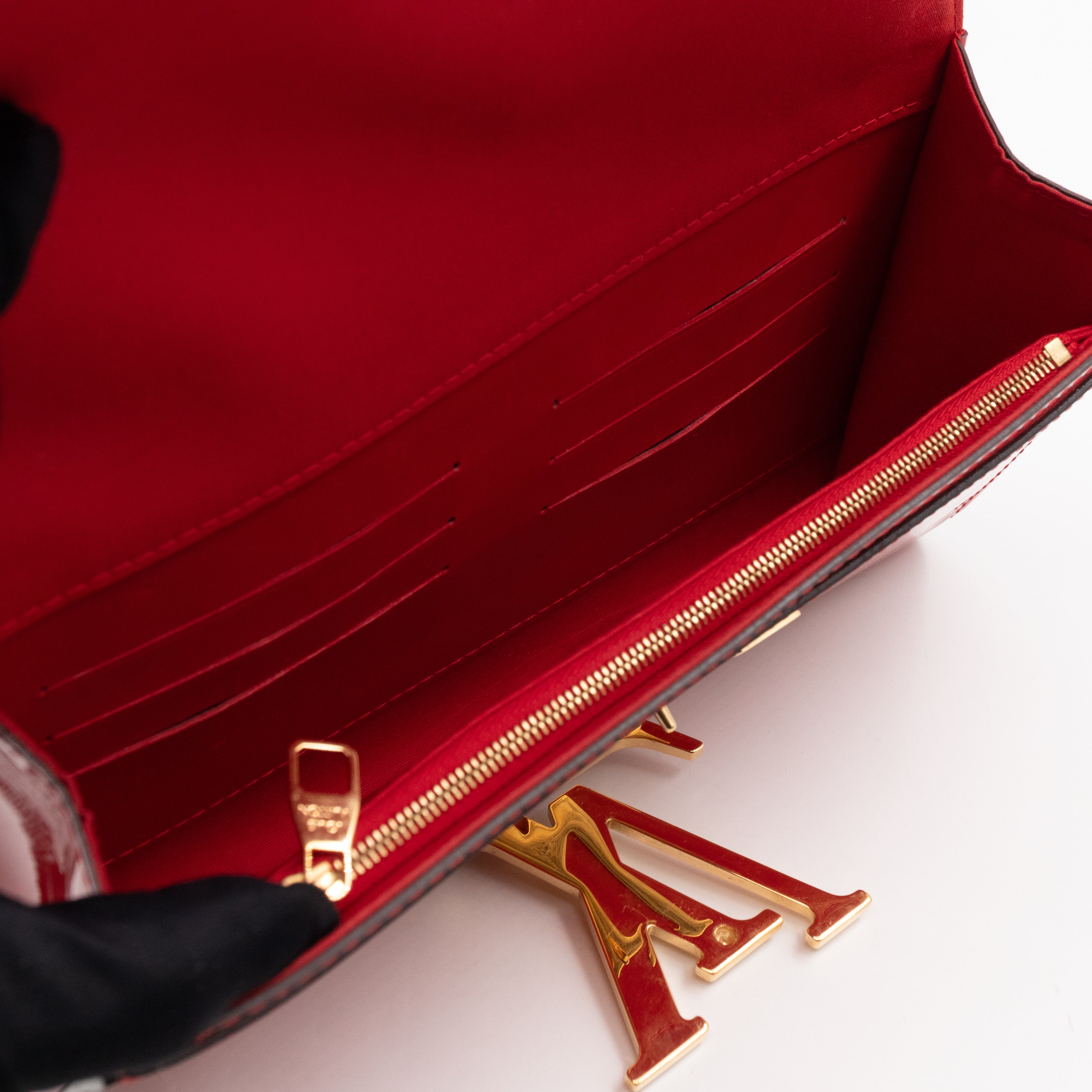 Louise Clutch Red Vernis Gold