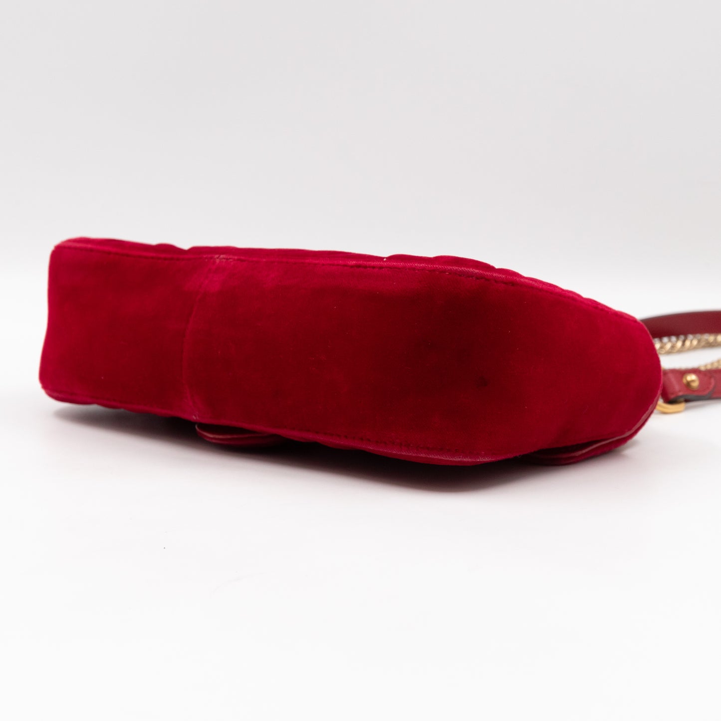 GG Marmont Flap Mini Red Velvet Aged Gold