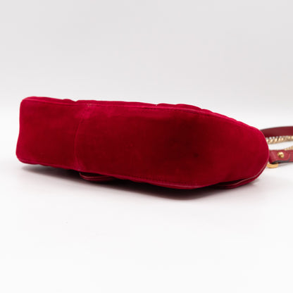 GG Marmont Flap Mini Red Velvet Aged Gold