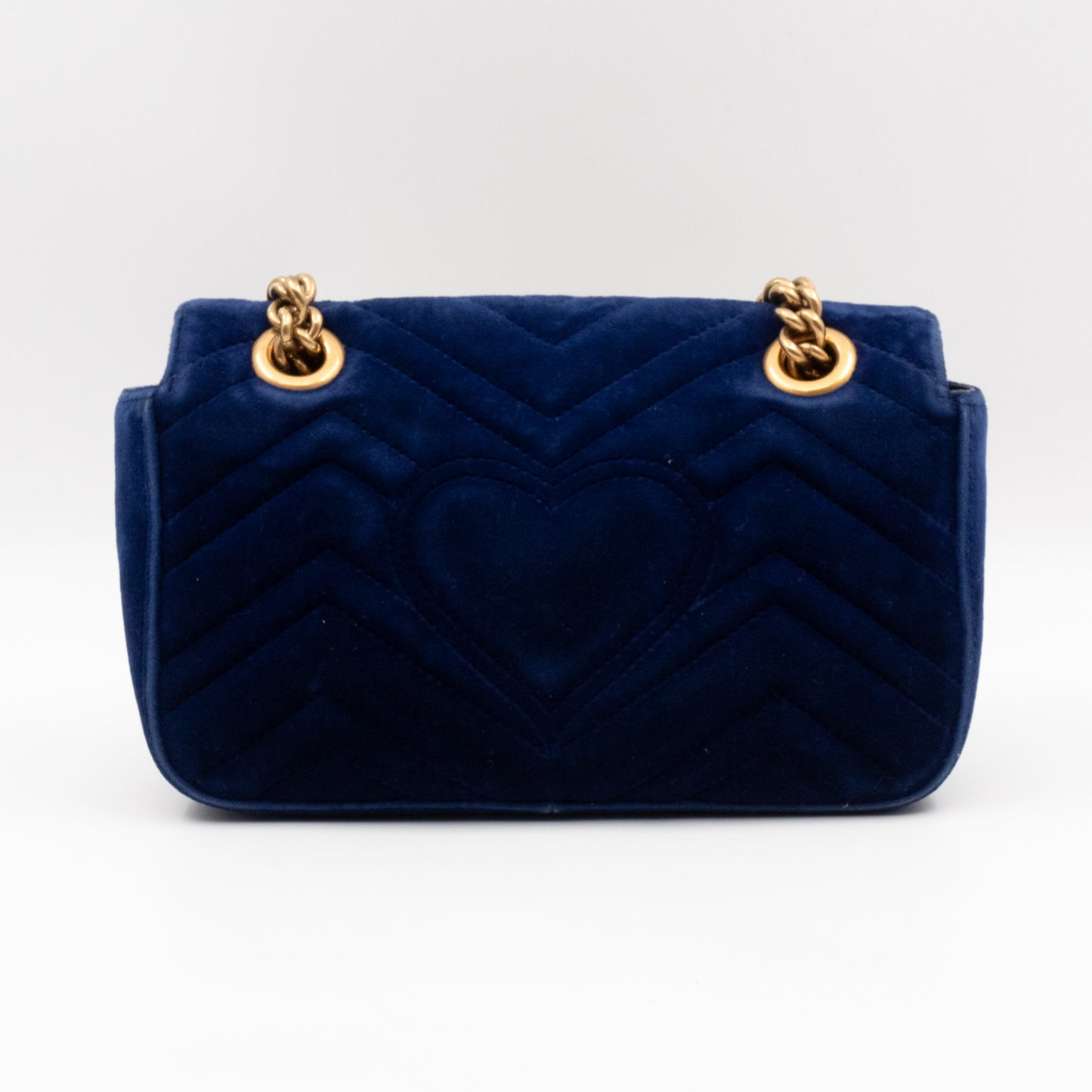 GG Marmont Mini Flap Bag Blue Velvet
