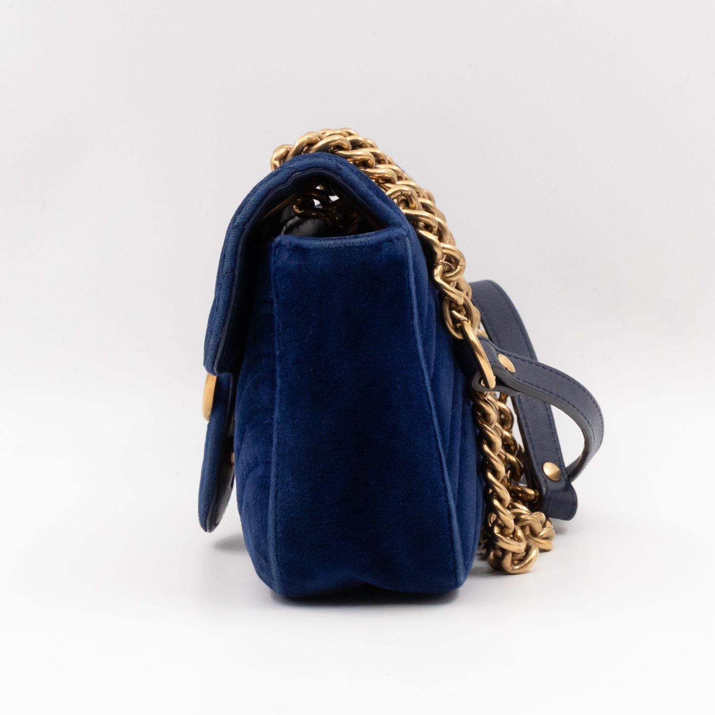 GG Marmont Mini Flap Bag Blue Velvet