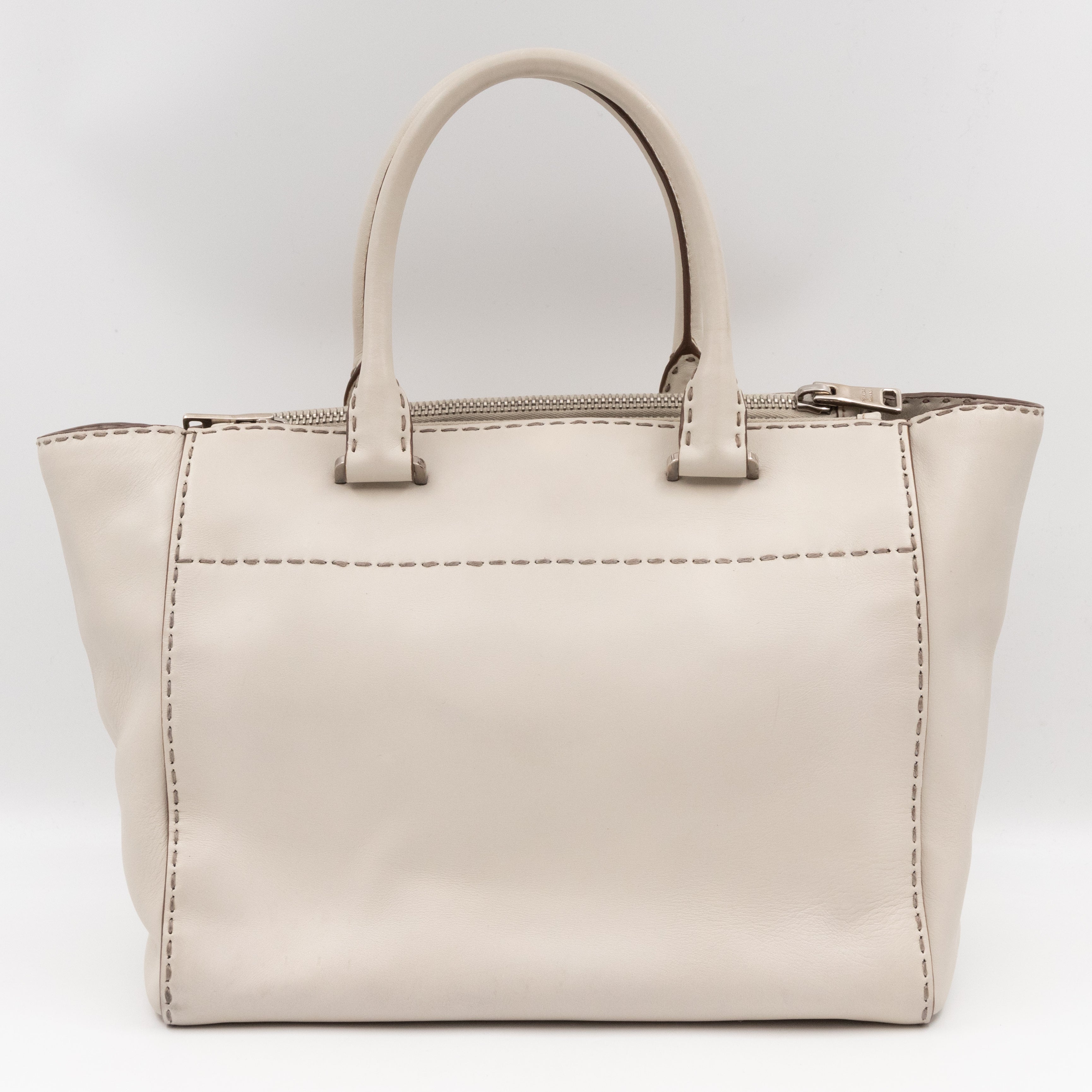 Galleria Hand Stitch Double Zip White Leather