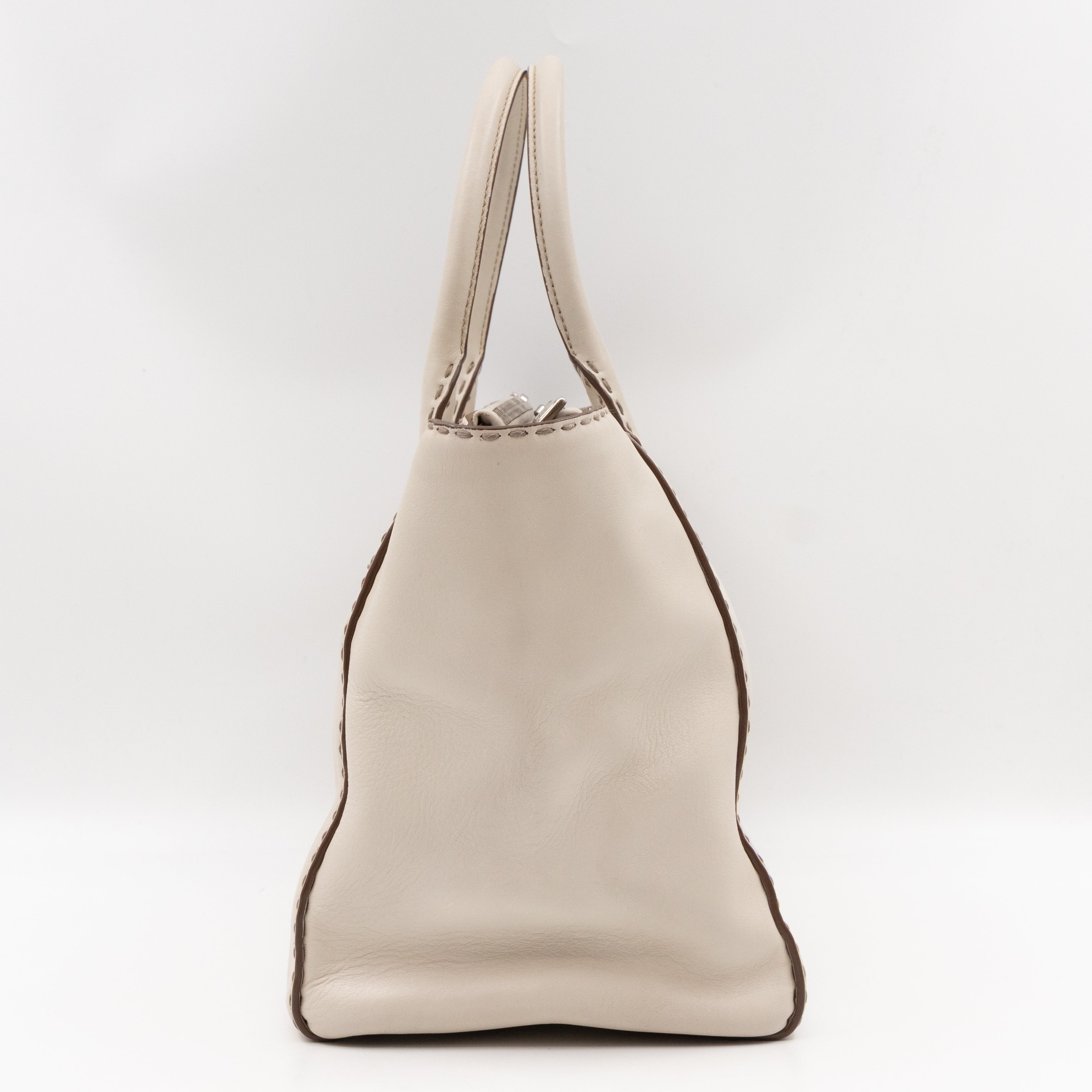 Galleria Hand Stitch Double Zip White Leather